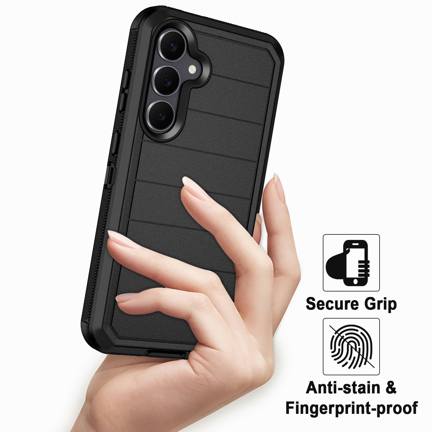 Petocase Samsung Galaxy S25 FE 5G Case, Rugged Shockproof 3-Layer Full Body Protective Cover (Black, 6.7 in) xw9f9