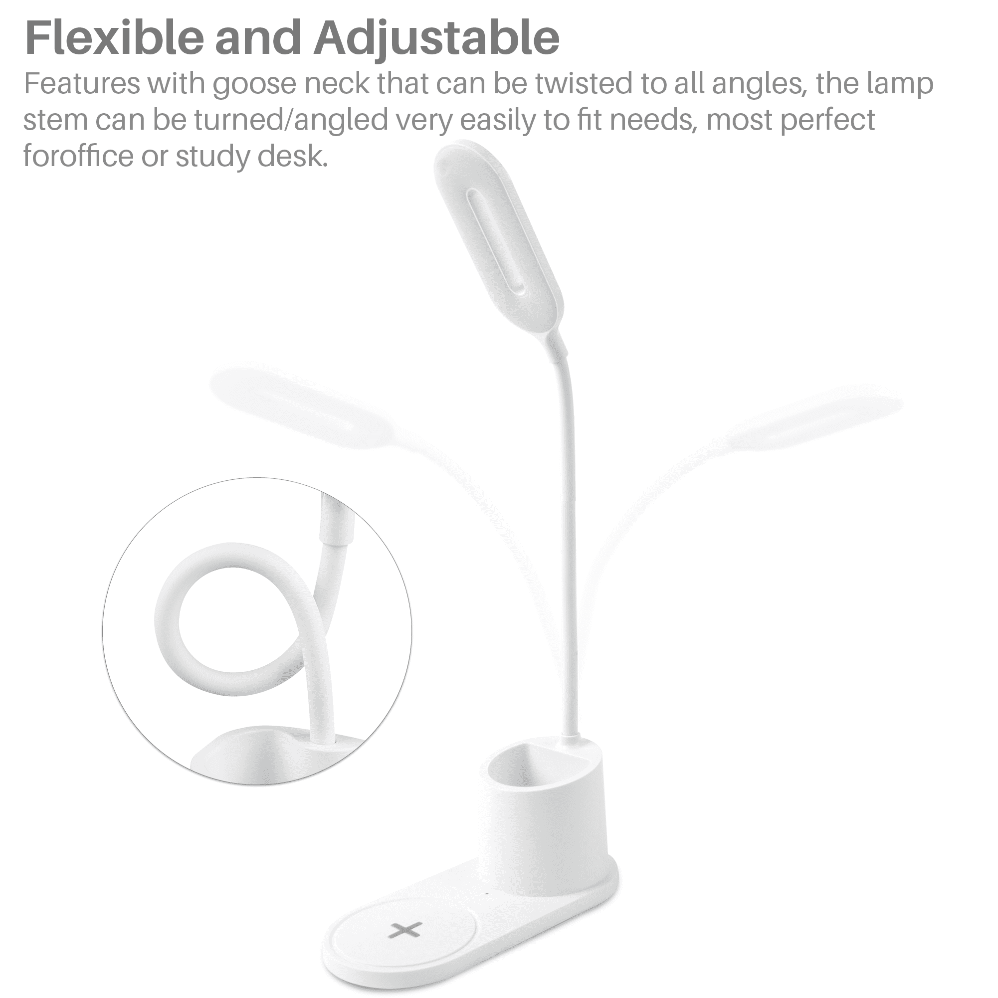 BCOOSS LED Desk Lamp with Wireless Charger and Pen Holder (3-Mode Dimmable, Flexible Gooseneck) i8cj6