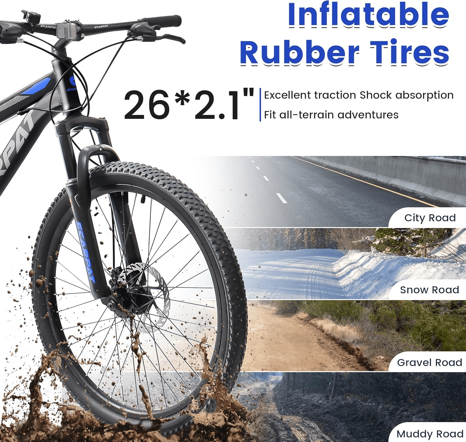 ESRIDOM 26 in Mountain Bike, 21-Speed Full Suspension MTB with Dual Disc Brakes (Black, 26 in) 7xb0o
