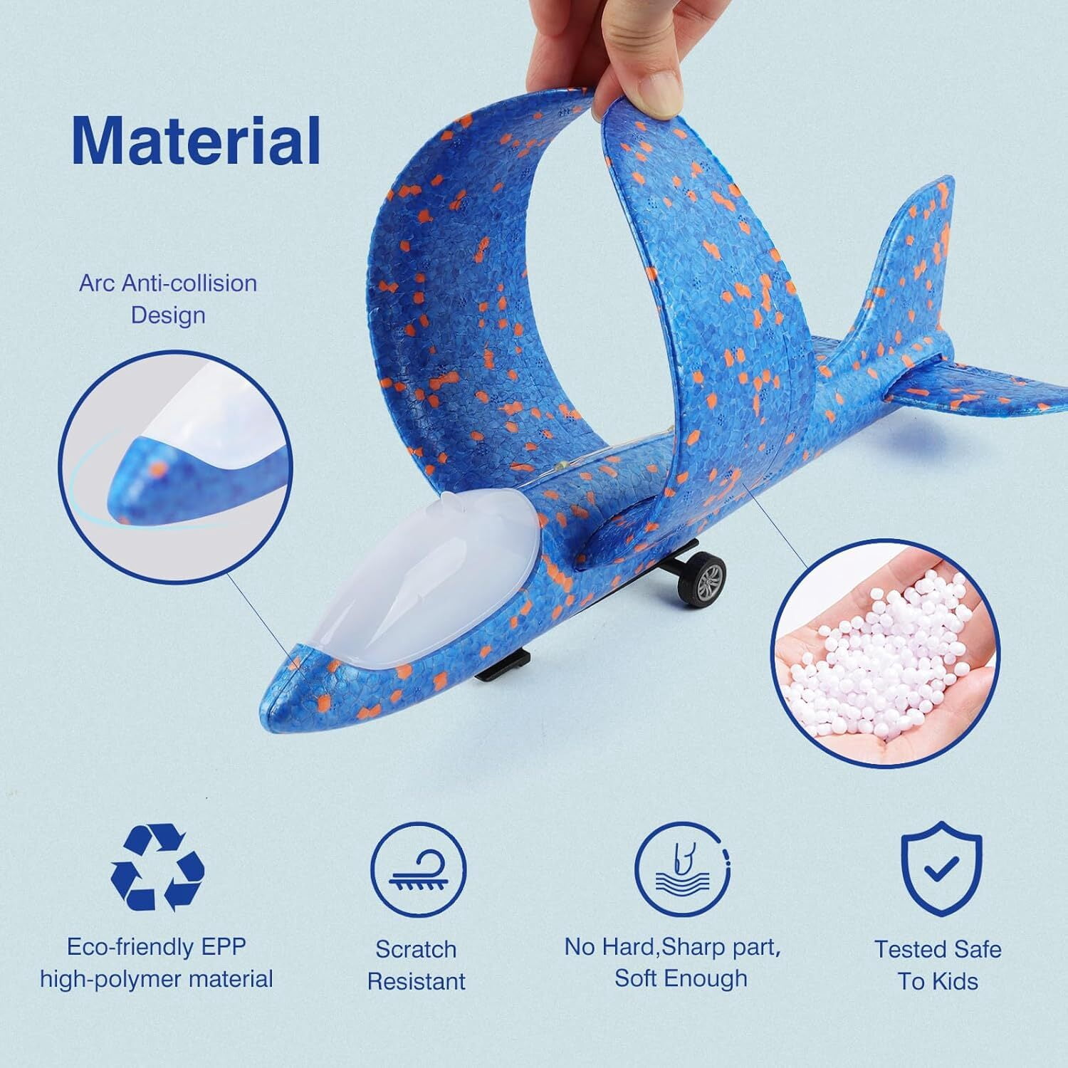 Kyprd Airplane Launcher Toy Set, LED Foam Glider Catapult Plane with 2 Flight Modes (3 Pack) 8xaq5