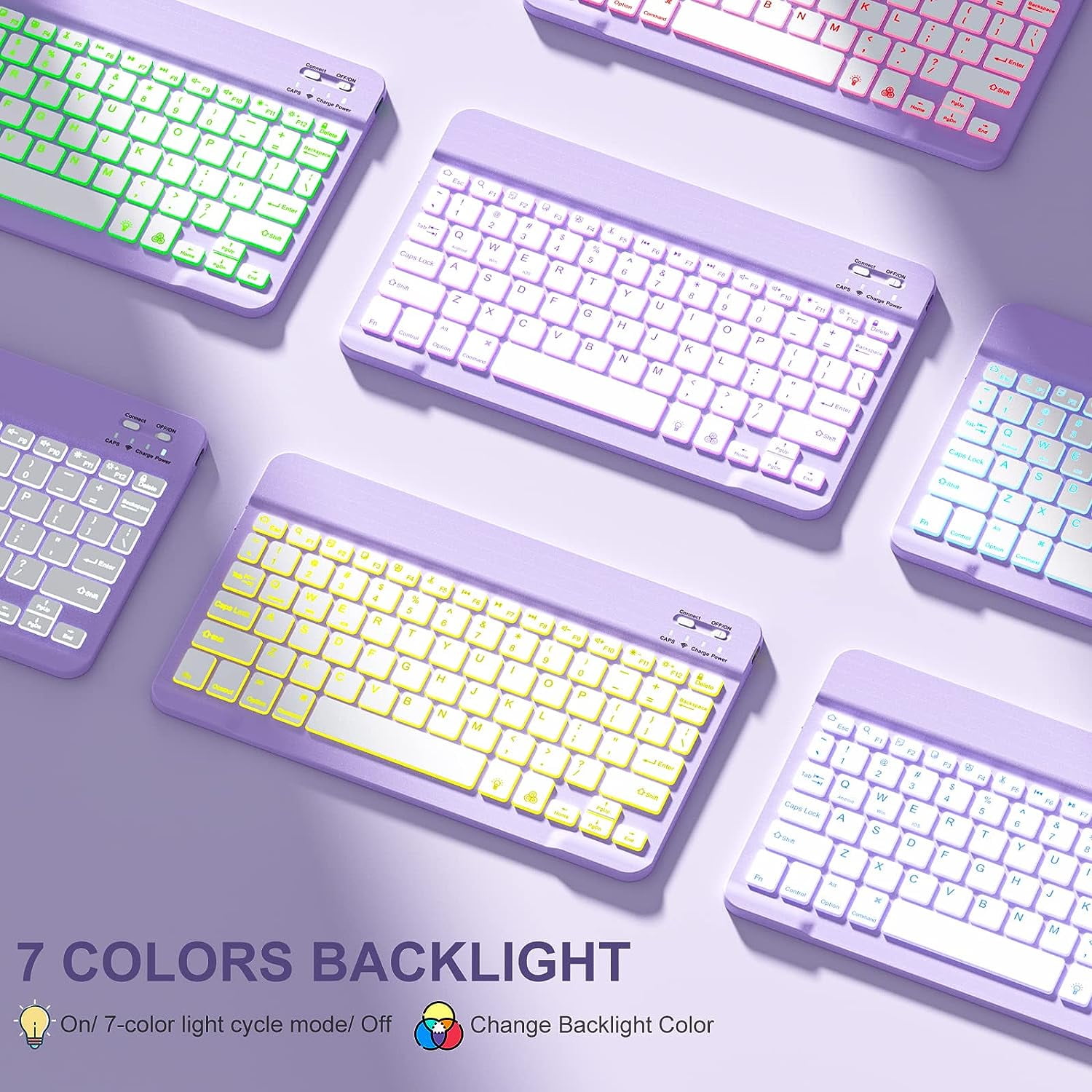 GEAK Keyboard Case for iPad Air 11 inch (M4/M3/M2/5th/4th Gen) Detachable Magnetic Backlit Cover (Purple, 11 in) n90ft
