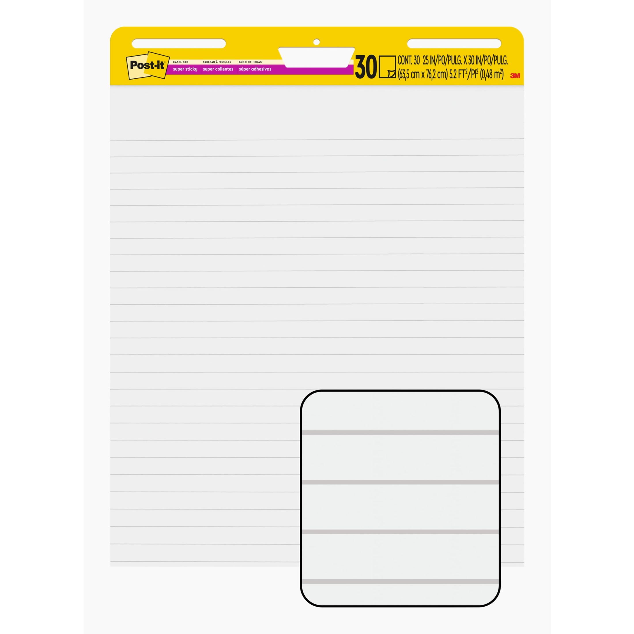 Post-it Super Sticky Easel Pad, Lined Self-Stick Flip Chart Paper (White, 25 in. x 30 in., 1 Pad) 4fw5r