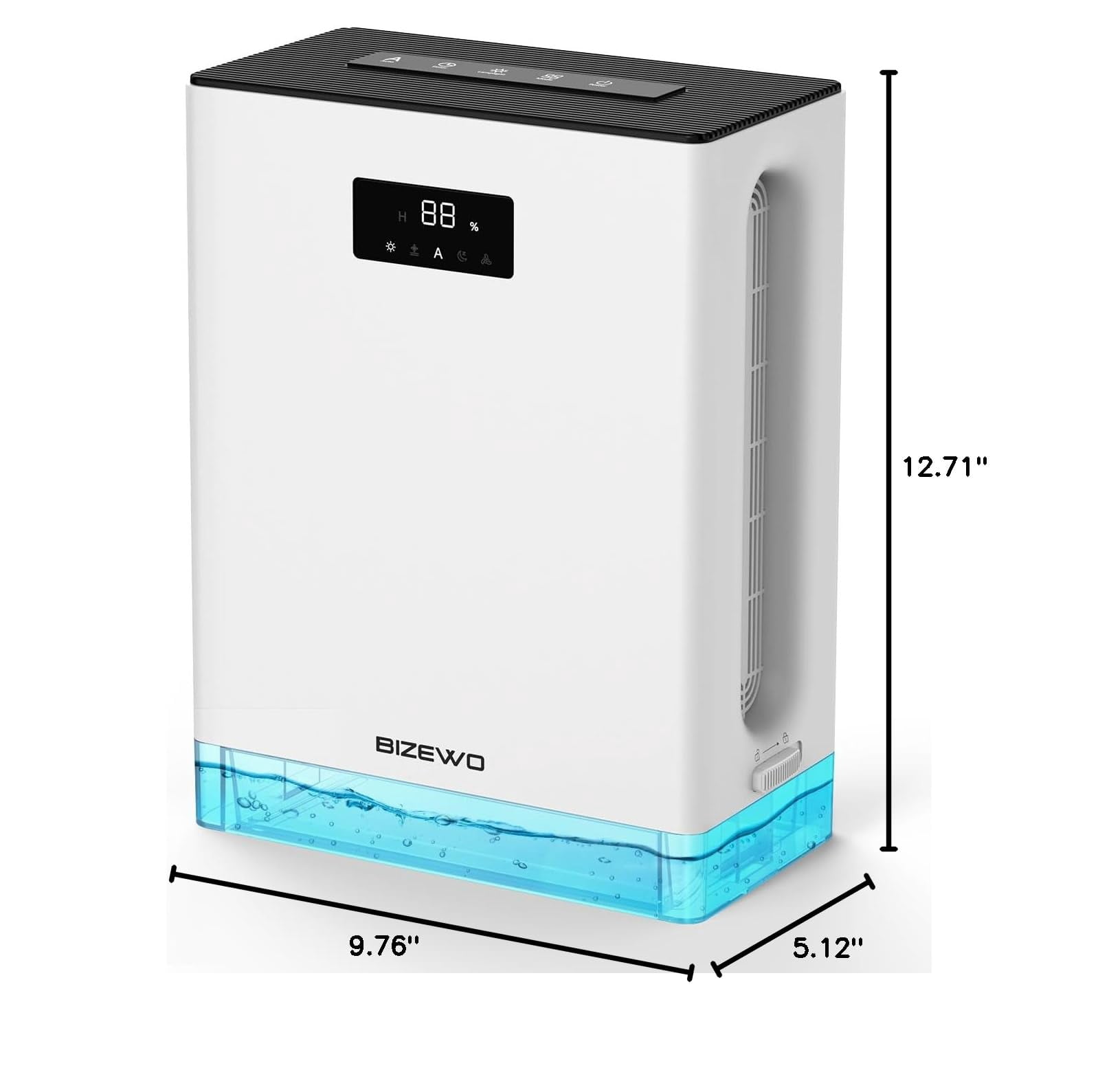 BIZEWO Electric Dehumidifier for Home and Basement (Quiet Operation, 7-Color LED Light, 101 oz Tank) plmce