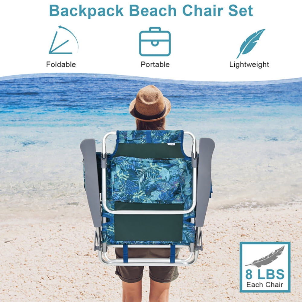 Spaco 5-Position Outdoor Folding Backpack Beach Chair Set (Blue, 2 Pack) uvb47 - Image 8
