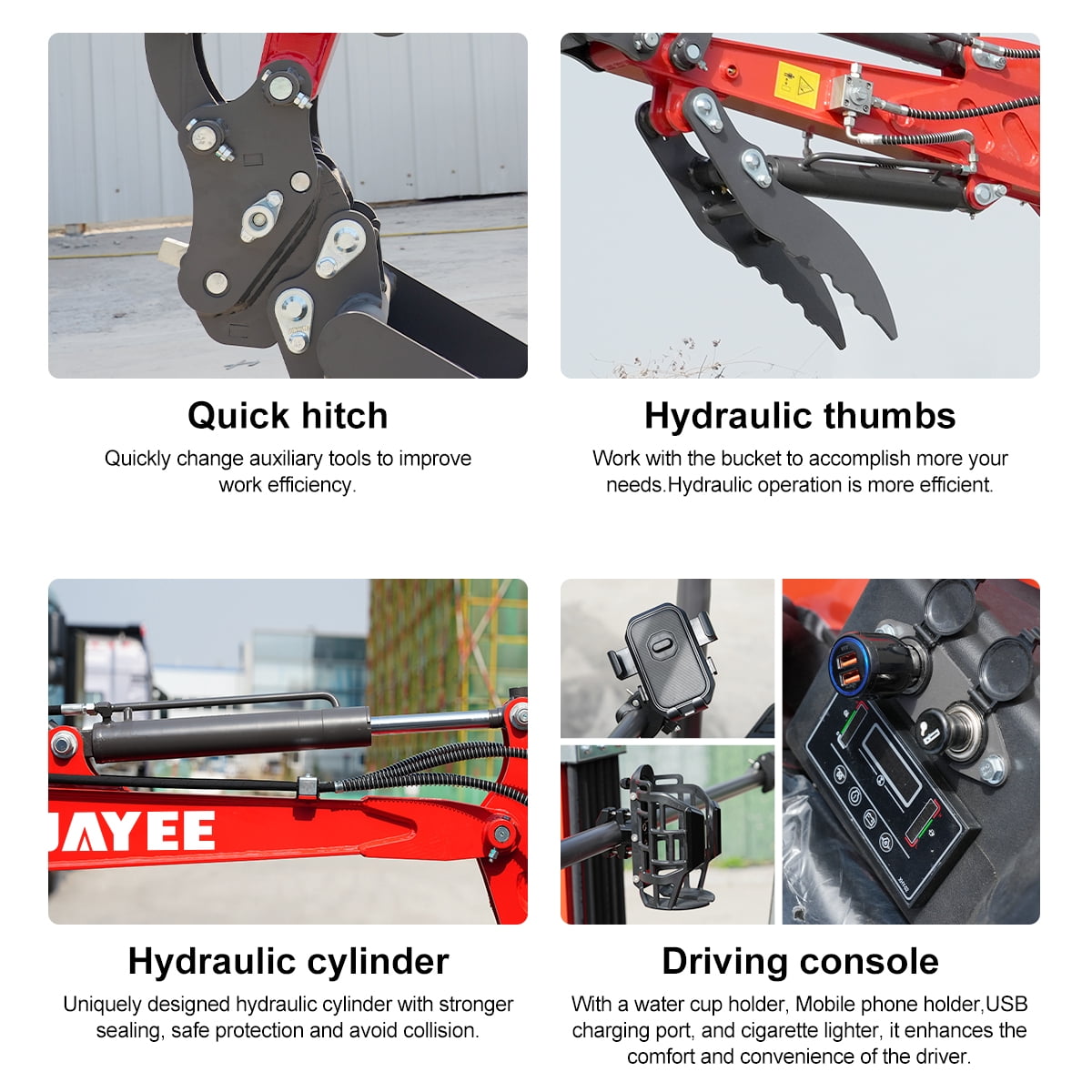 HUAYEE 1.8 Ton Mini Excavator HY18B with 14HP Kubota Diesel Engine (Red, 1.8 Ton) lpo3l