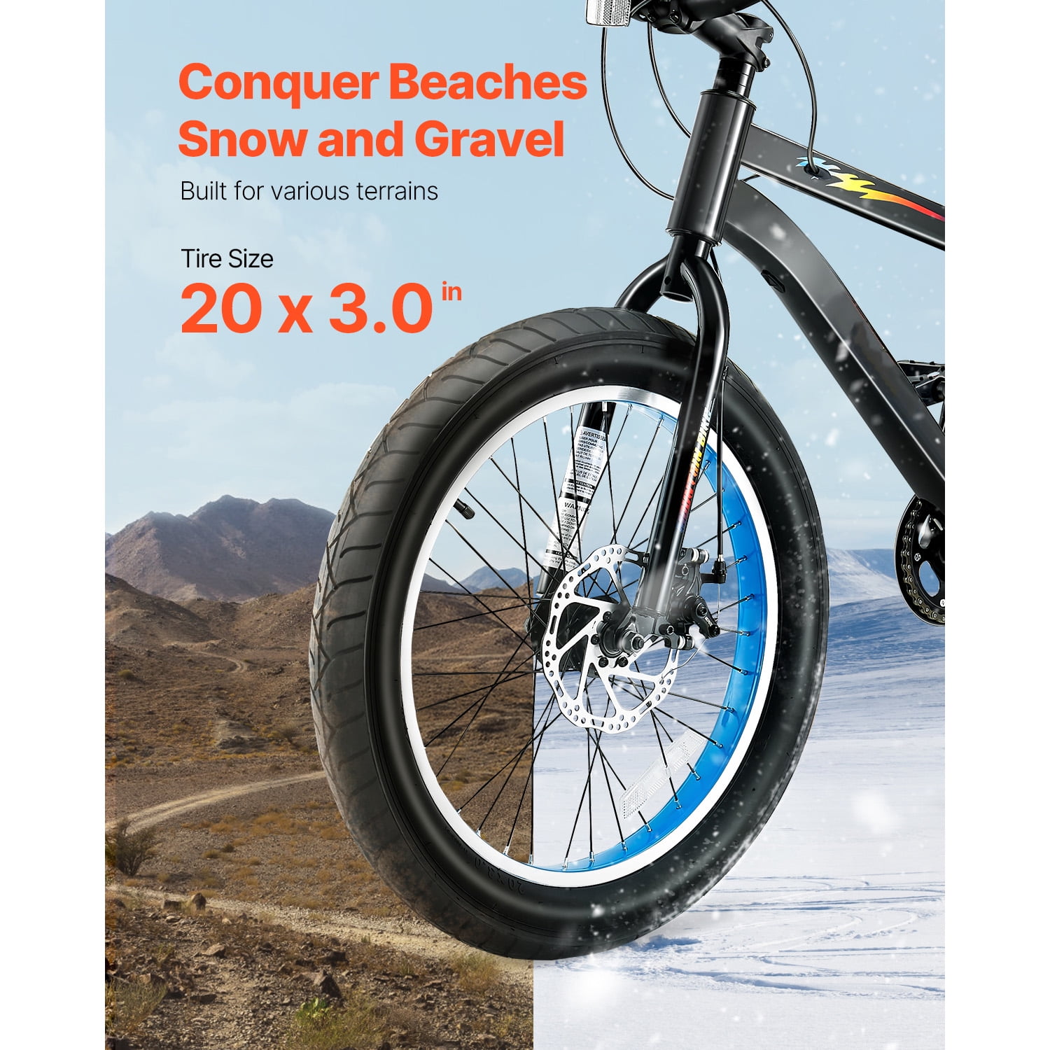 KFFKFF 20-Inch Mountain Bike, 7-Speed Fat Tire Bicycle with Dual Disc Brakes (Silver, 20 in) xteis
