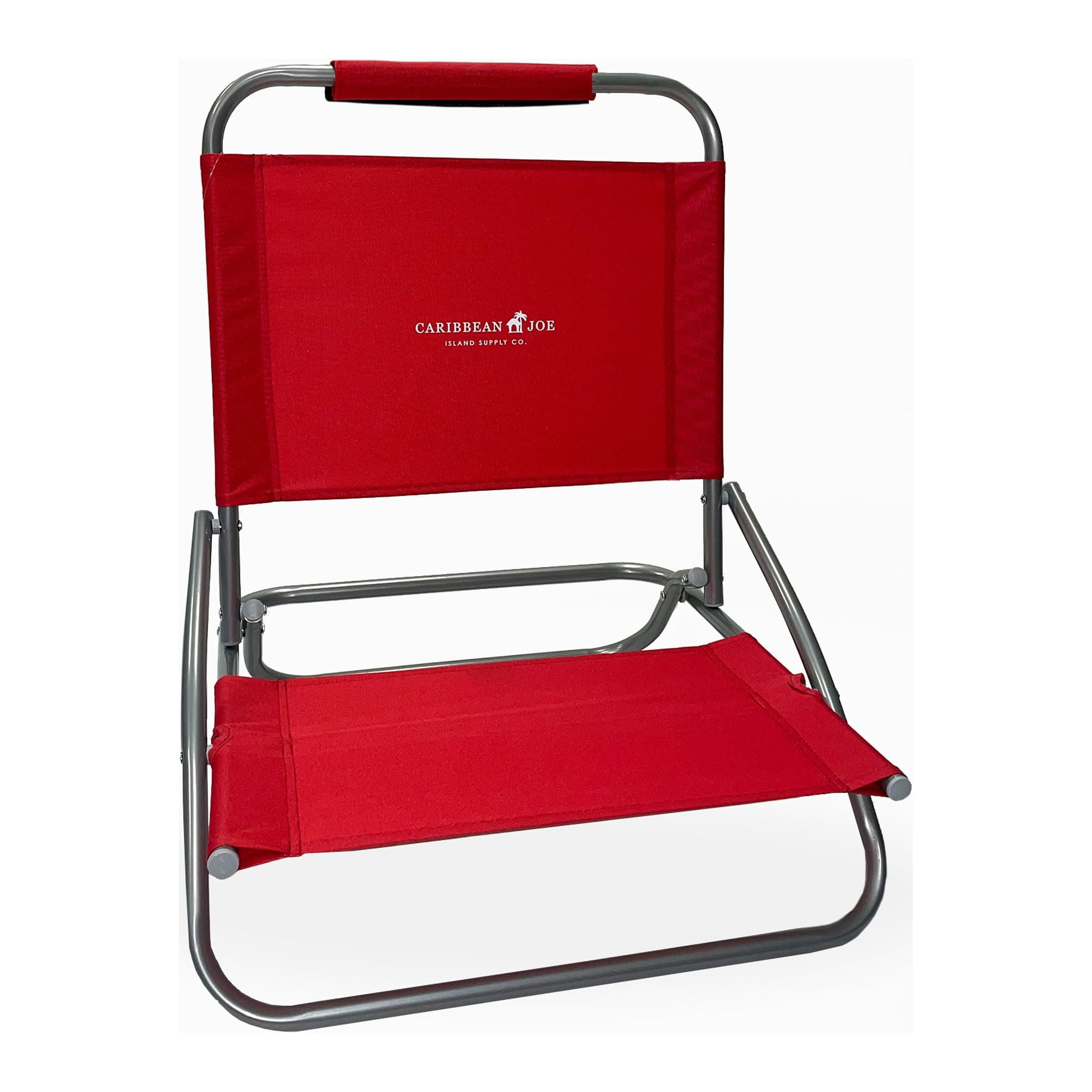 Caribbean Joe Folding Beach Chair, Lightweight Portable Outdoor Seat with Steel Frame (Red, 225 lb Capacity) lxd4a