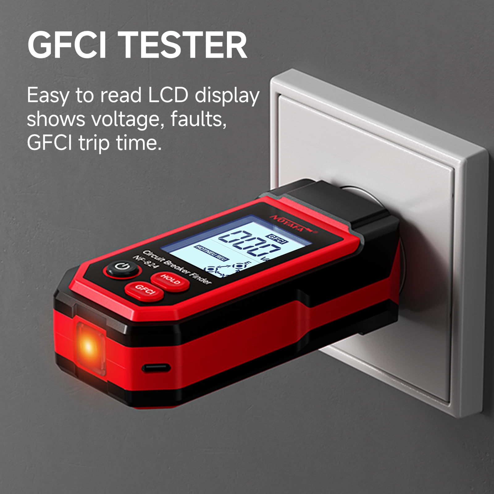 NOYAFA NF-824 Circuit Breaker Finder and GFCI Outlet Tester (Red, 1 Kit) y8olu