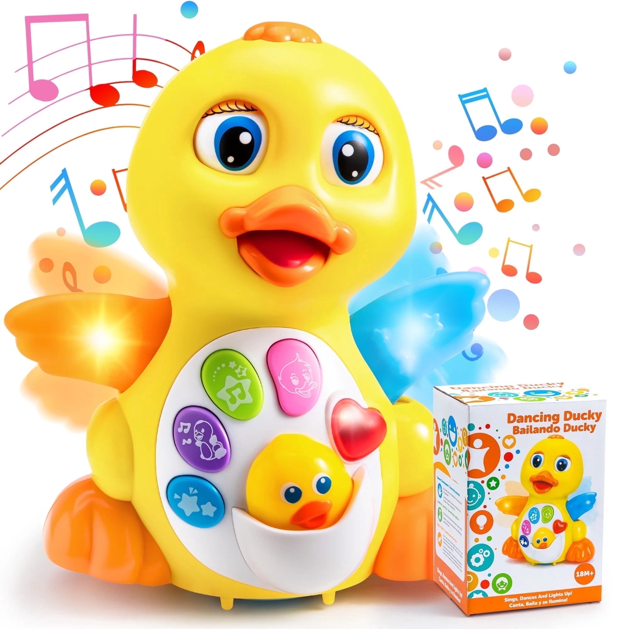 Joyfy Musical Dancing Walking Duck Toy for Toddlers, Interactive Learning Toy with Lights and Sounds (Yellow, 1 Count) se3ps