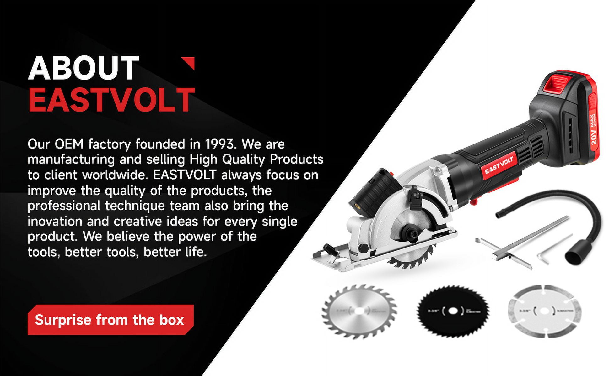 Eastvolt 20V Cordless Circular Saw, Compact Power Tool for Wood and Tile (3.37 in, 4500 RPM) gl1hn