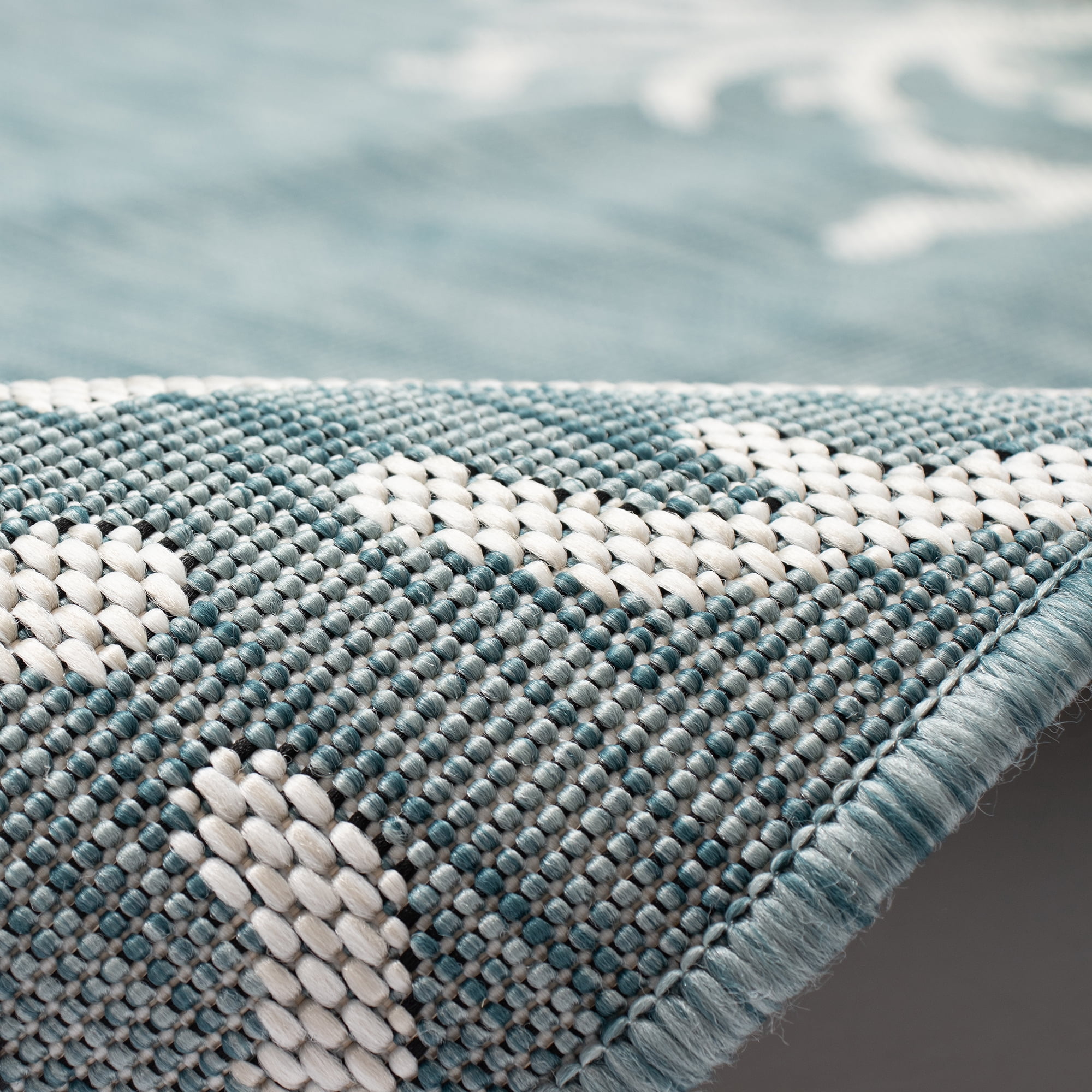 Lush Decor CARMEL Indoor/Outdoor Area Rug Transitional Coastal Border Decorative (Coral Border Aqua, 3.25 ft x 4.92 ft) s7lc5