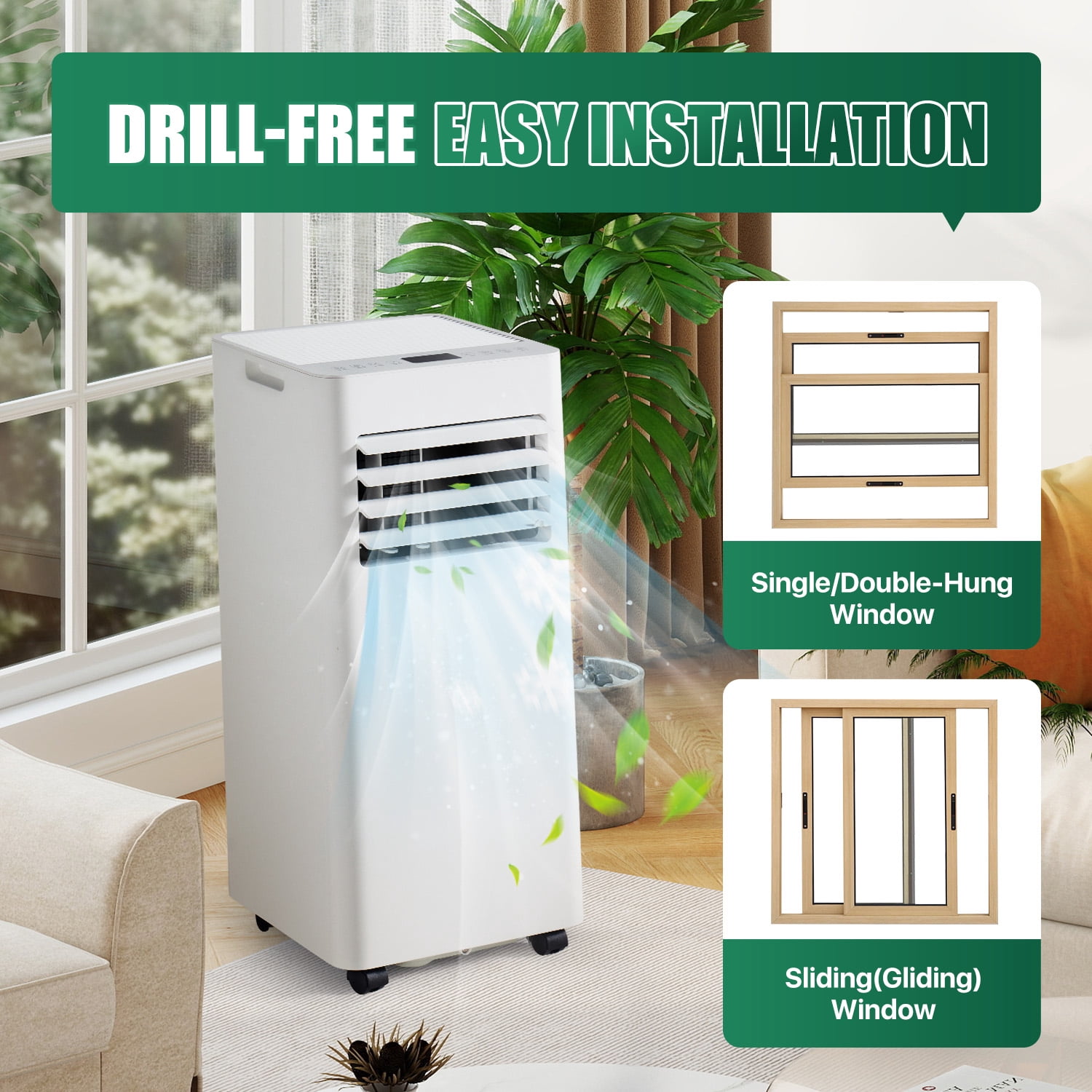 BaPiPro 10000 BTU Portable Air Conditioner with Heat Function (White, 250 sq ft) fg655