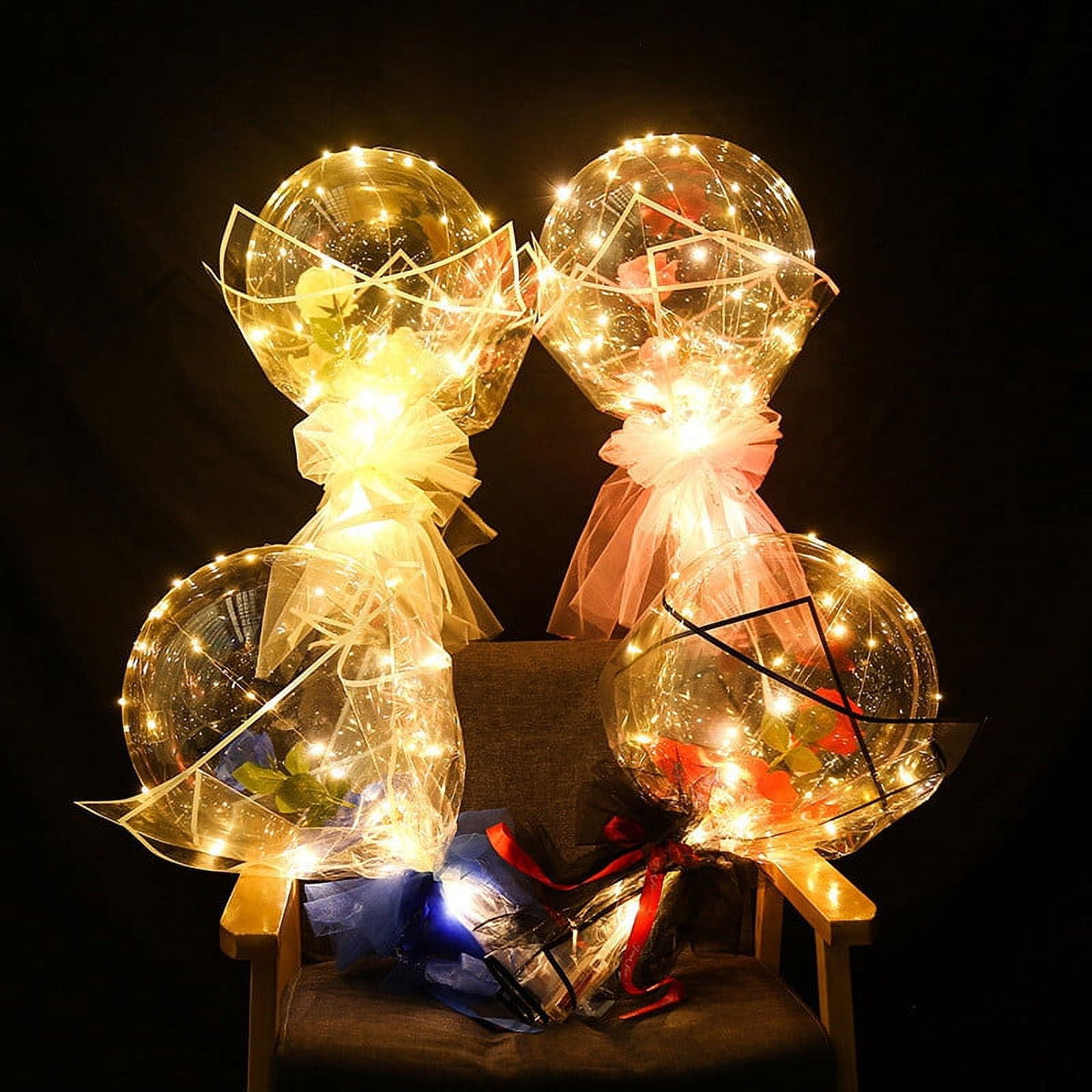Aihimol LED Luminous Rose Bouquet Bobo Balloon Gift Set (Pink, 1 Pack) 37h2w - Image 4