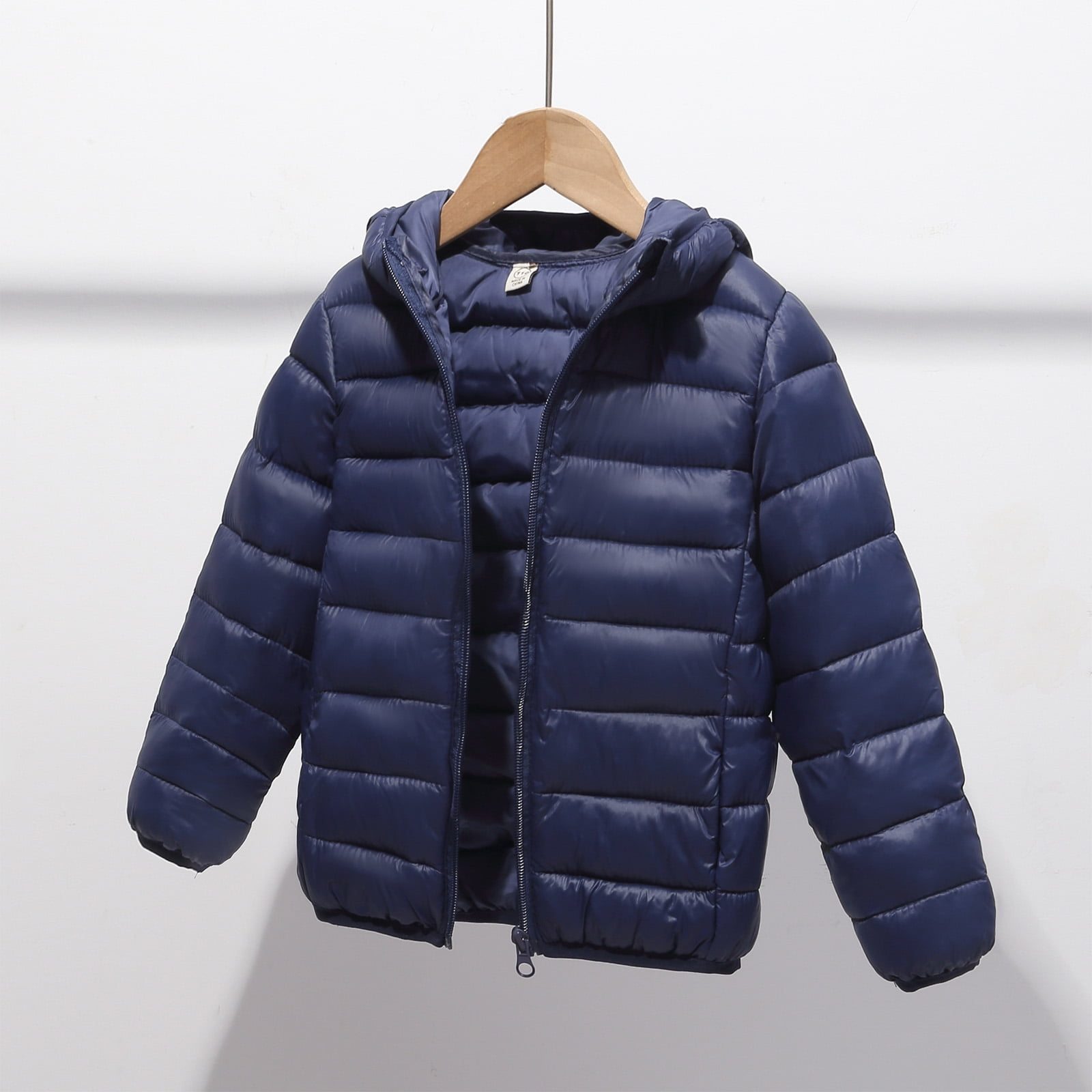 QQXHU Kids Hooded Puffer Jacket Winter Padded Outerwear (Navy, Size 10-12) v0s78