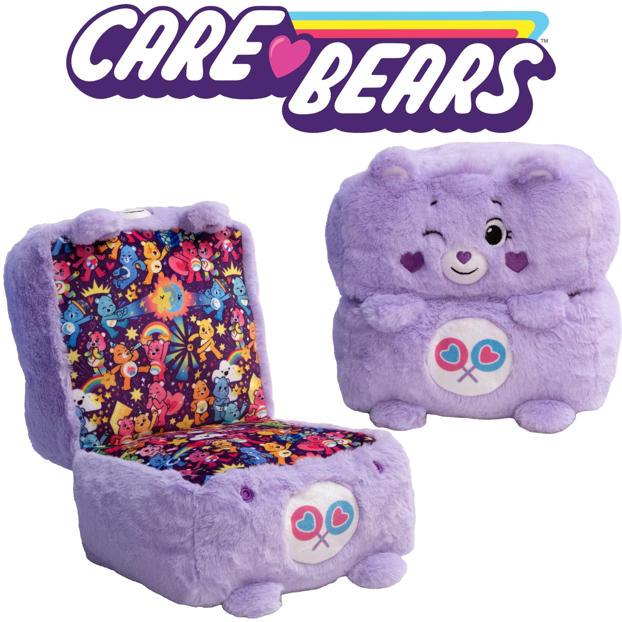 Happy Nappers Care Bears Pop N' Play Cube Share Bear Plush Pillow (Purple, 10 in) jgr45