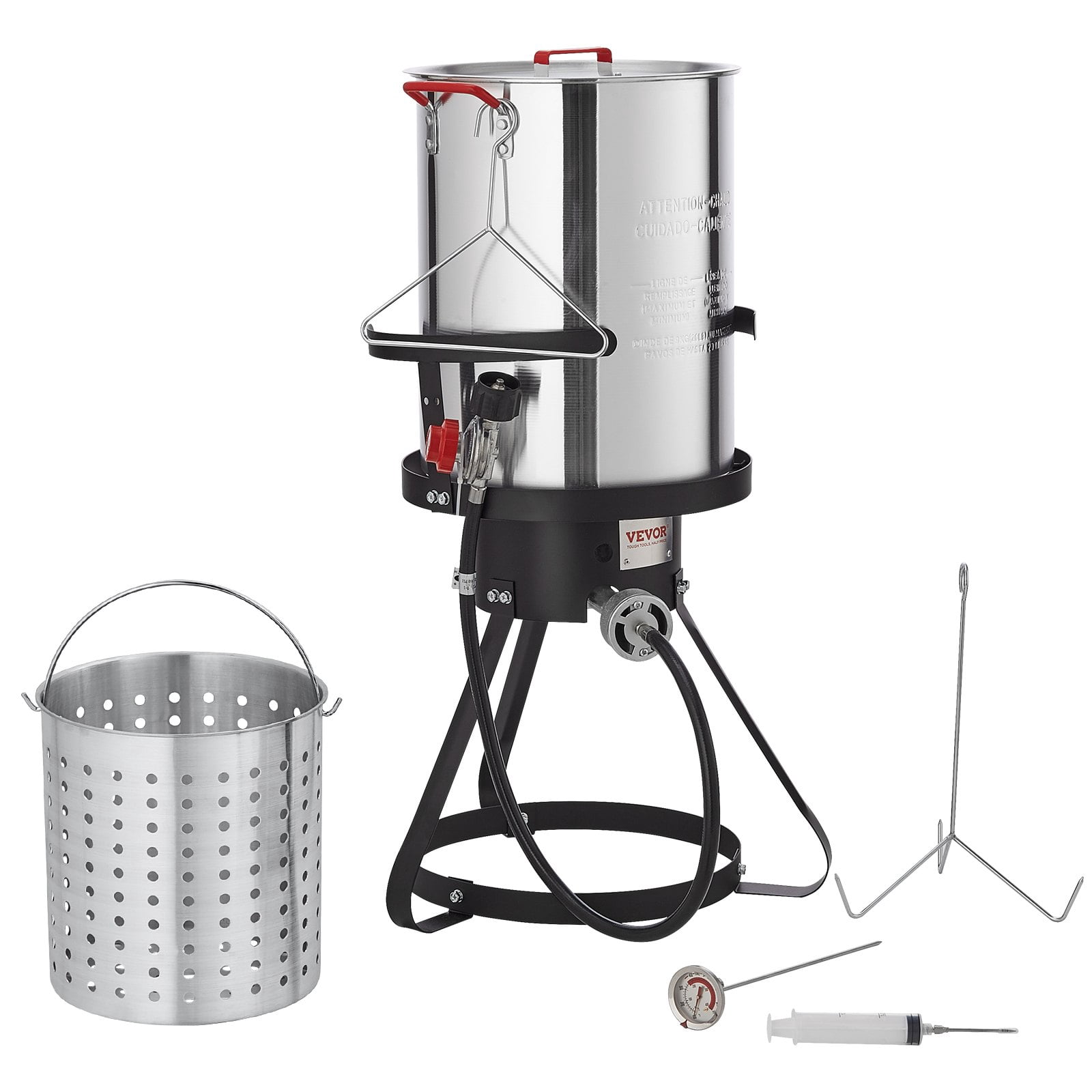 VEVOR Turkey Deep Fryer Set, Outdoor Propane Gas Boiler Cooker with 30-qt Aluminum Pot, Basket, and Rack (Silver, 30-qt) 82354
