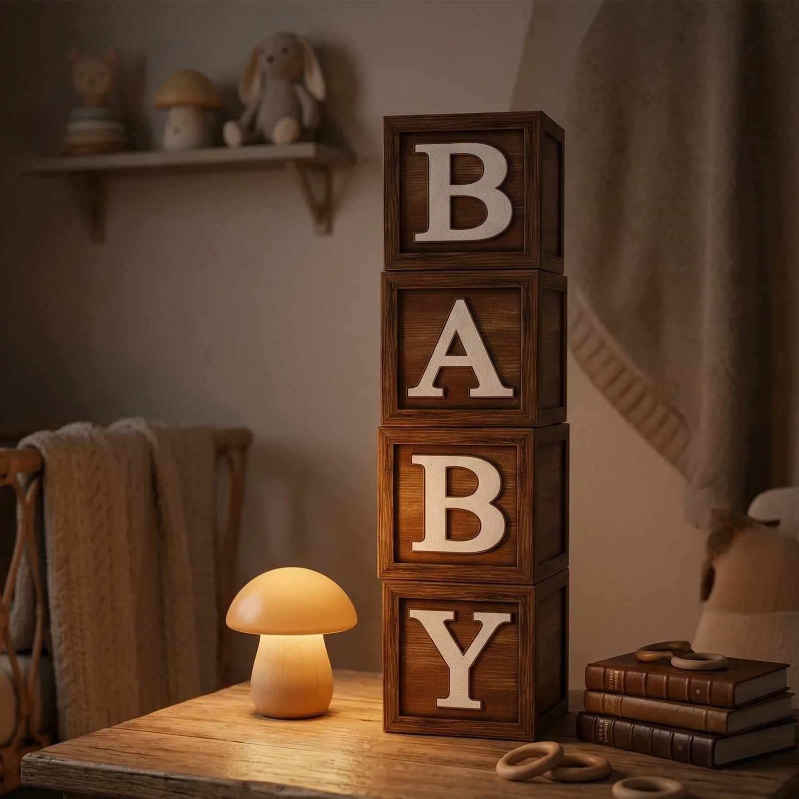 Kicpot Rustic Wood Grain BABY Balloon Boxes for Party Decorations (Brown, 11.8x11.8x11.8 in) q4qot