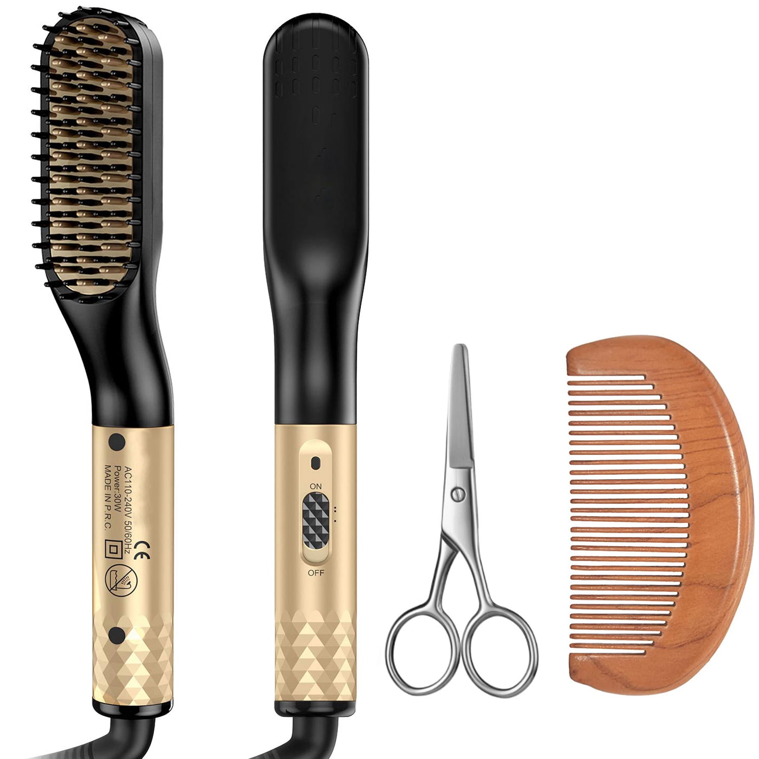 ENROSLU Beard Straightener Brush for Men Professional Heated Grooming Comb (Gold, 8.27 in) oi204