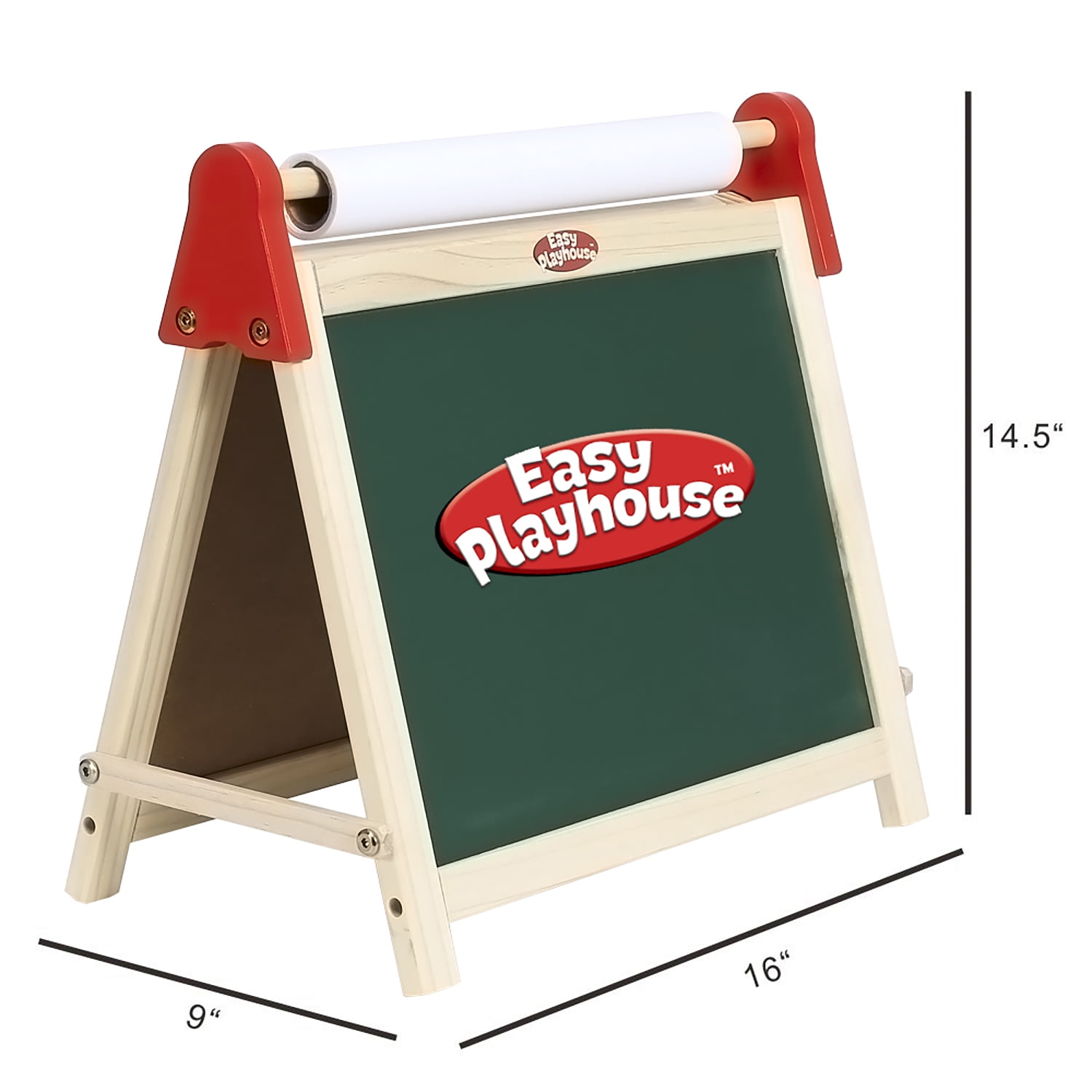 Easy Playhouse Wooden Tabletop Double-Sided Kids Easel with Magnetic Whiteboard and Chalkboard (White, 15.35 in x 11.8 in) oc080