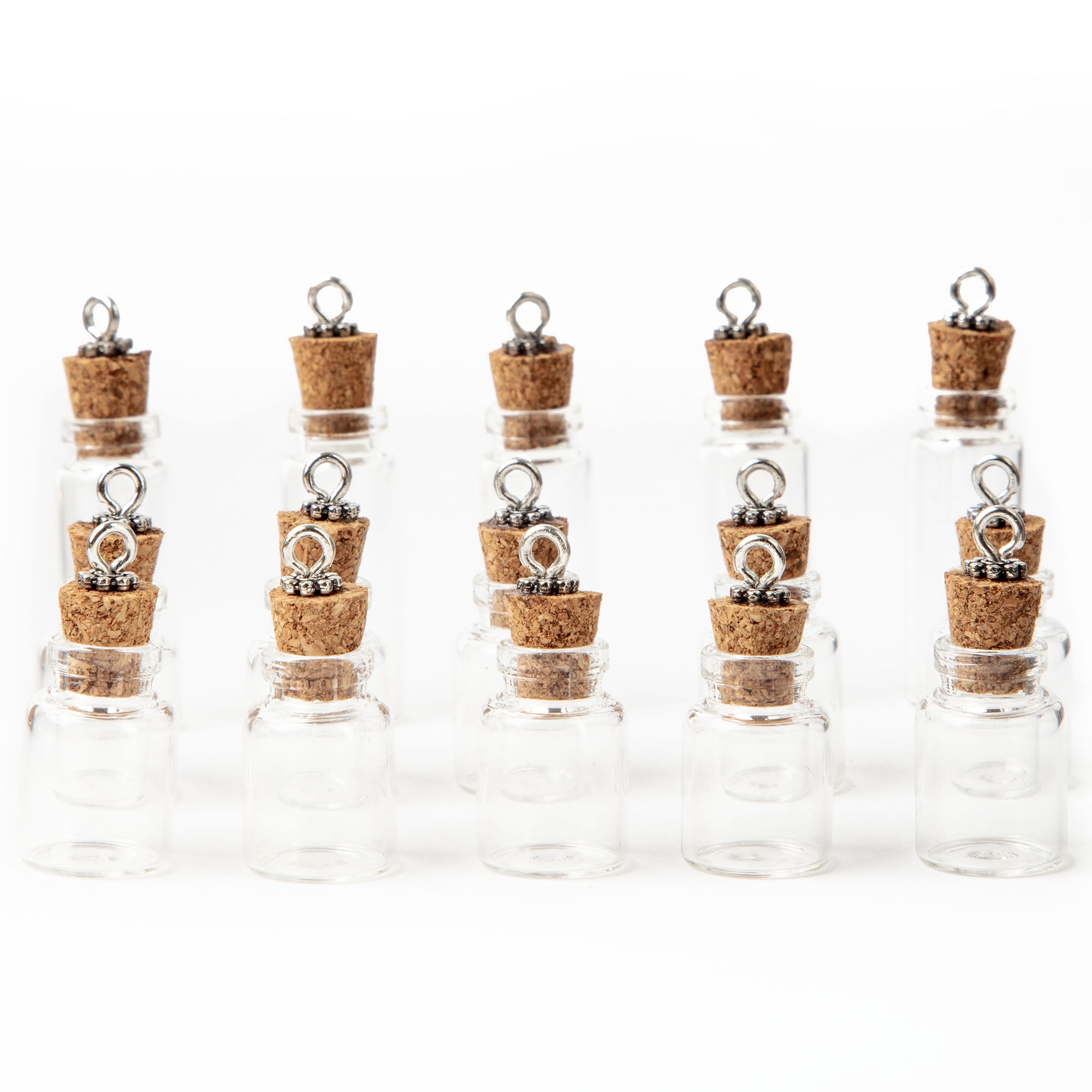 Cousin DIY Glass Charm Set for Jewelry Making with Cork Stoppers (Clear, 15 Piece) 7cd1y