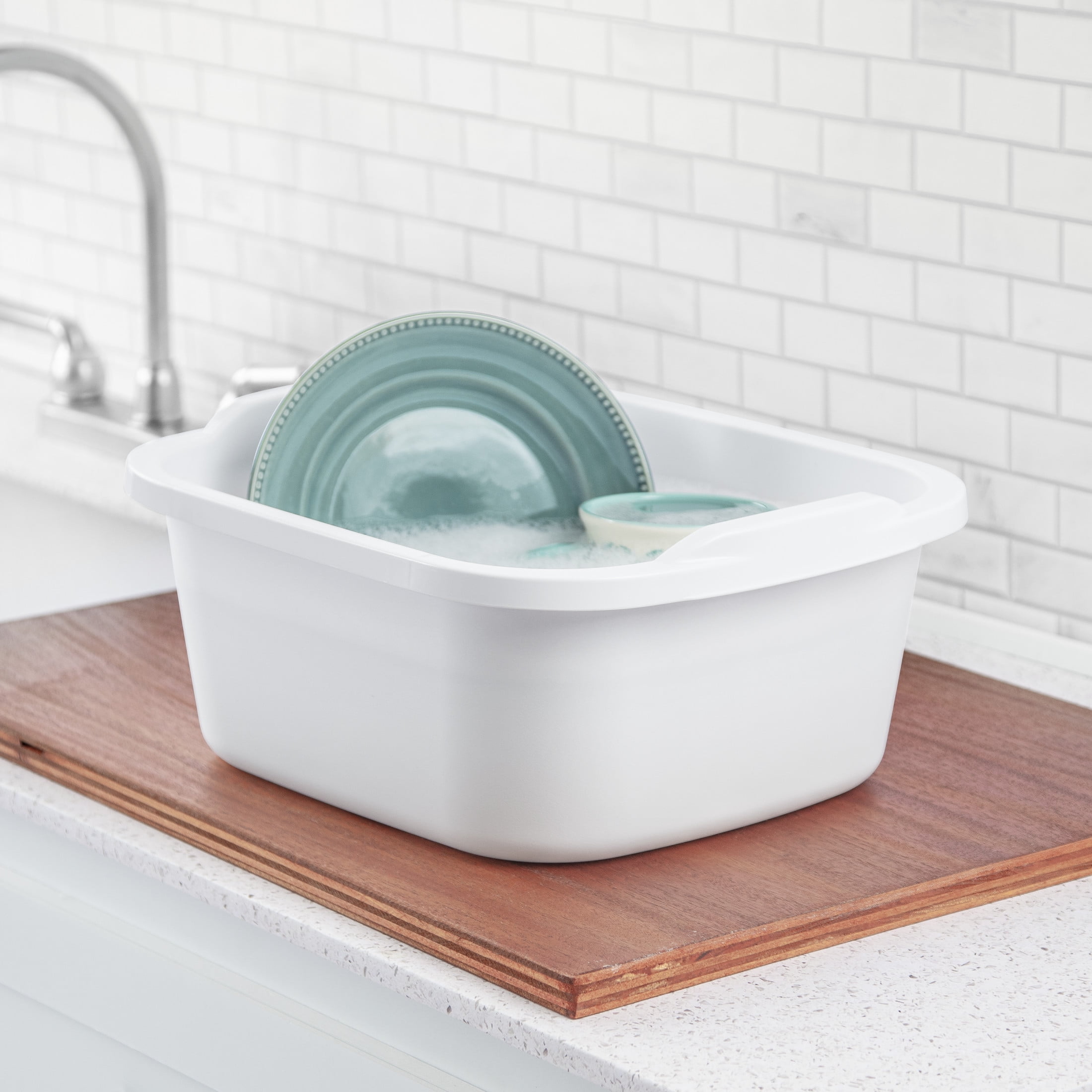 Sterilite Multi-Purpose Dishpan, Heavy-Duty Plastic Sink Basin (White, 12 qt) 05hgb