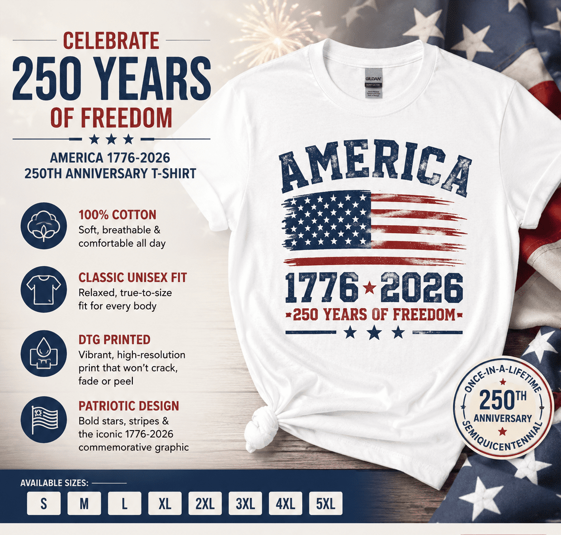 Pine Studio USA 250th Anniversary Shirt (Black, S) bcycy