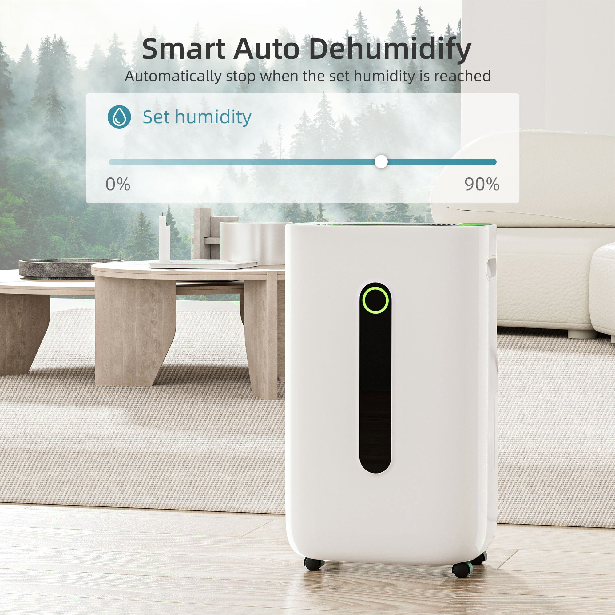 Rocyis High-Efficiency Dehumidifier for Large Rooms and Basements (White, 1.7 Gallon Tank) ki55o