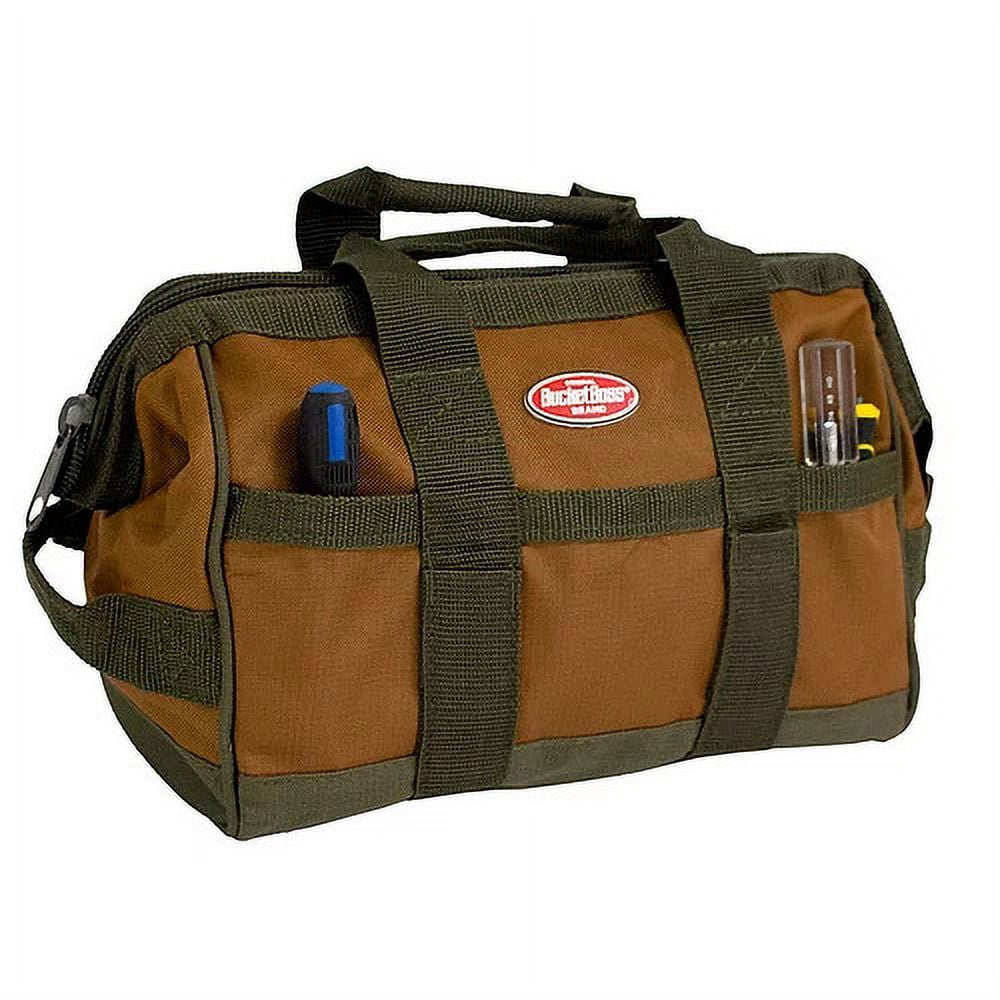 Bucket Boss Gatemouth Tool Bag Combo (Green and Brown, 12 in and 16 in 2-Piece Set) 255z7