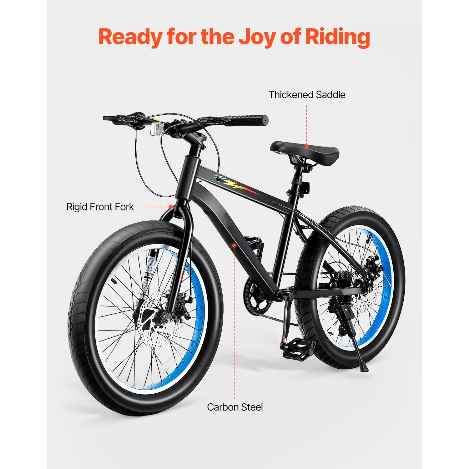 KFFKFF 20-Inch Mountain Bike, 7-Speed Fat Tire Bicycle with Dual Disc Brakes (Silver, 20 in) xteis