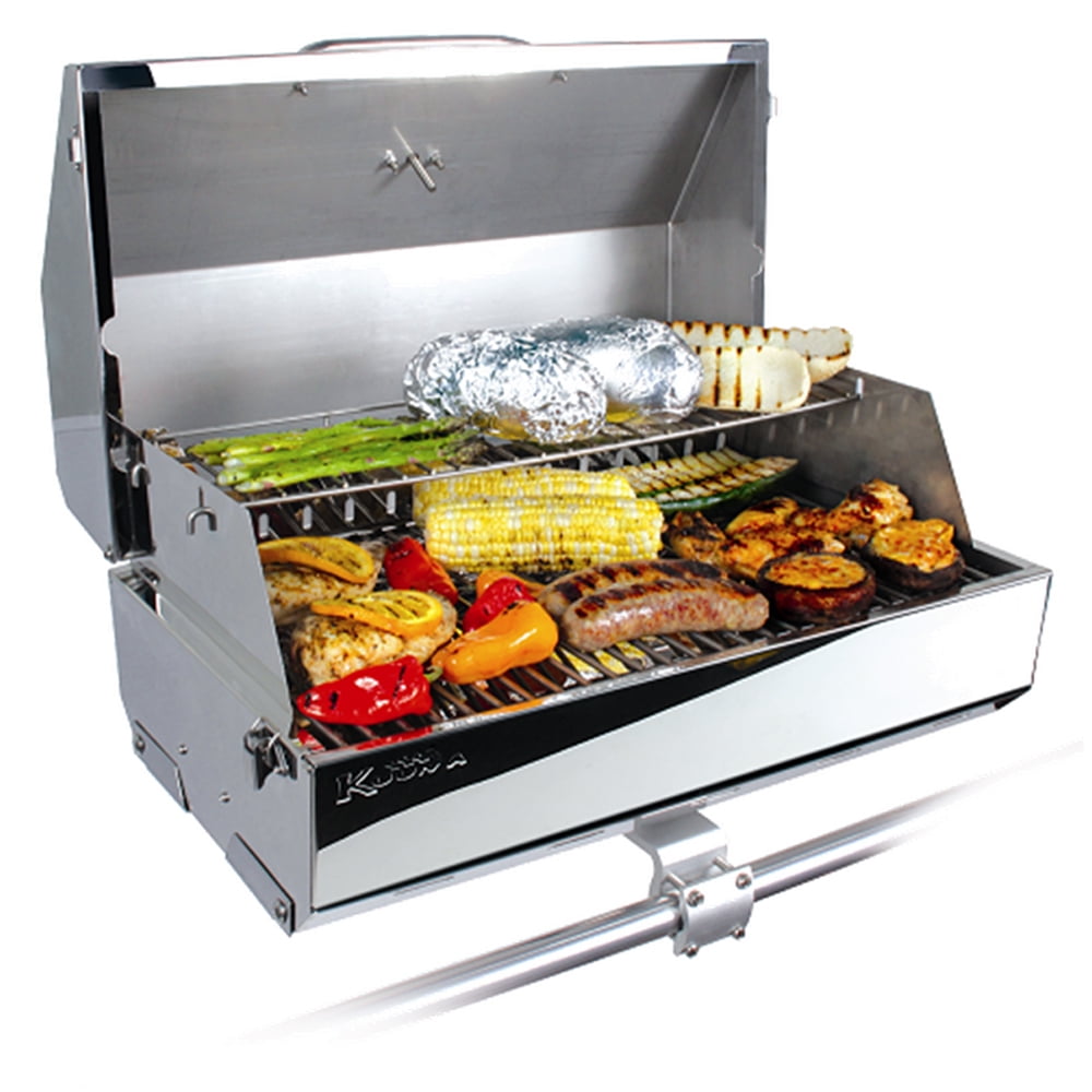 Kuuma Stainless Steel Outdoor Camp Gas Grill (Silver, 28 in) jzj7n