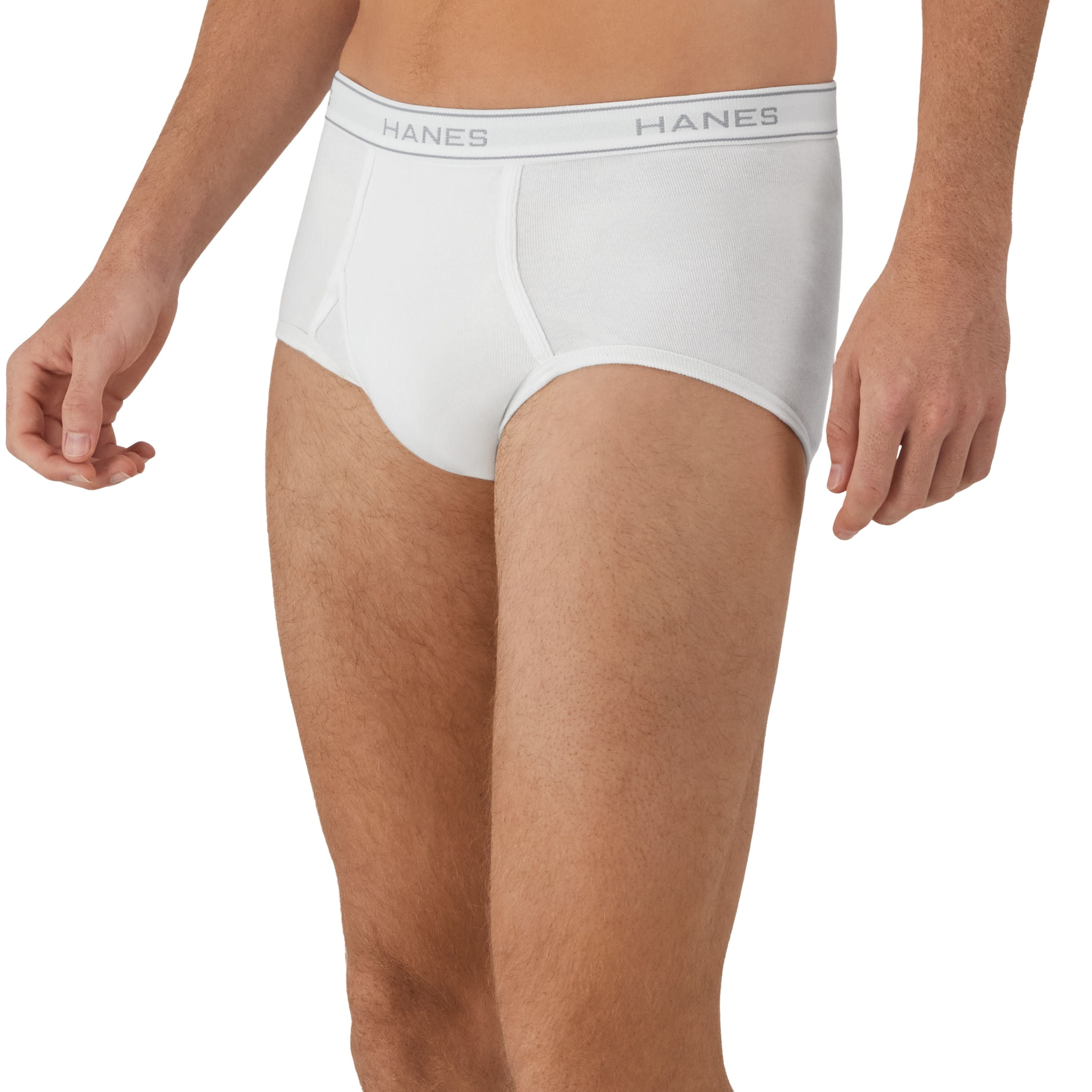 Hanes Men's Cotton Briefs Moisture-Wicking Underwear (White, 10-Pack) o2lze