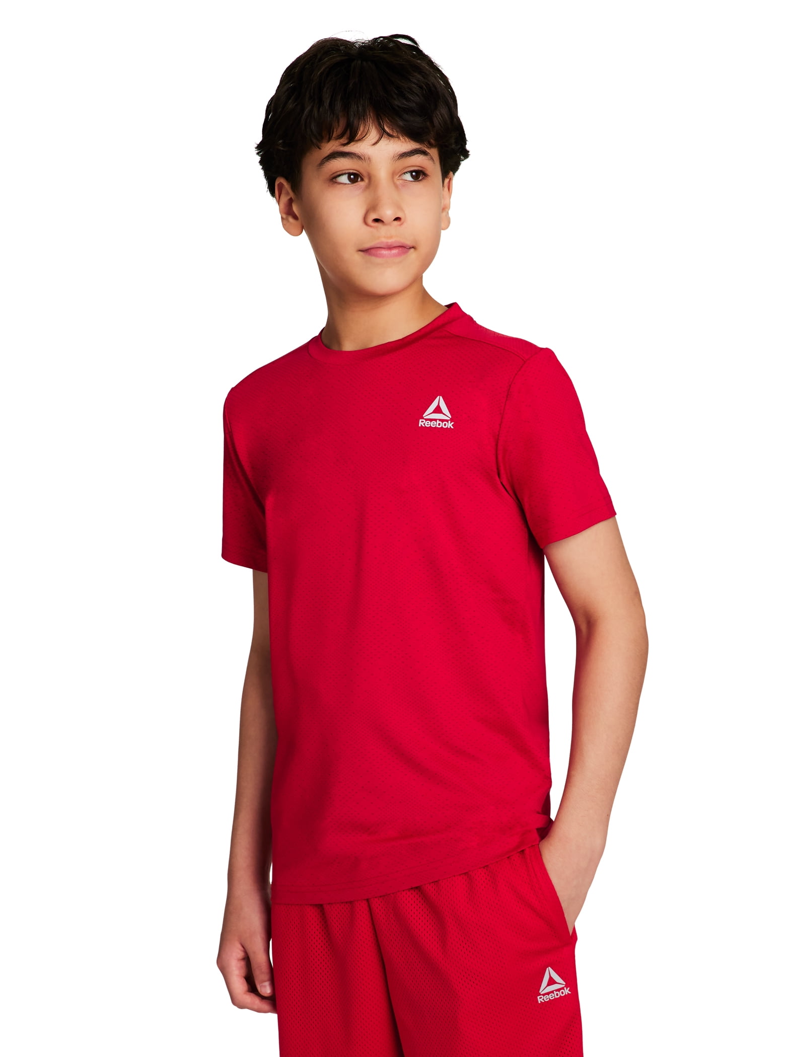 Reebok Boy's Athletic Stride Performance T-Shirt Moisture-Wicking Activewear (Black, L, 2-Pack) vk525