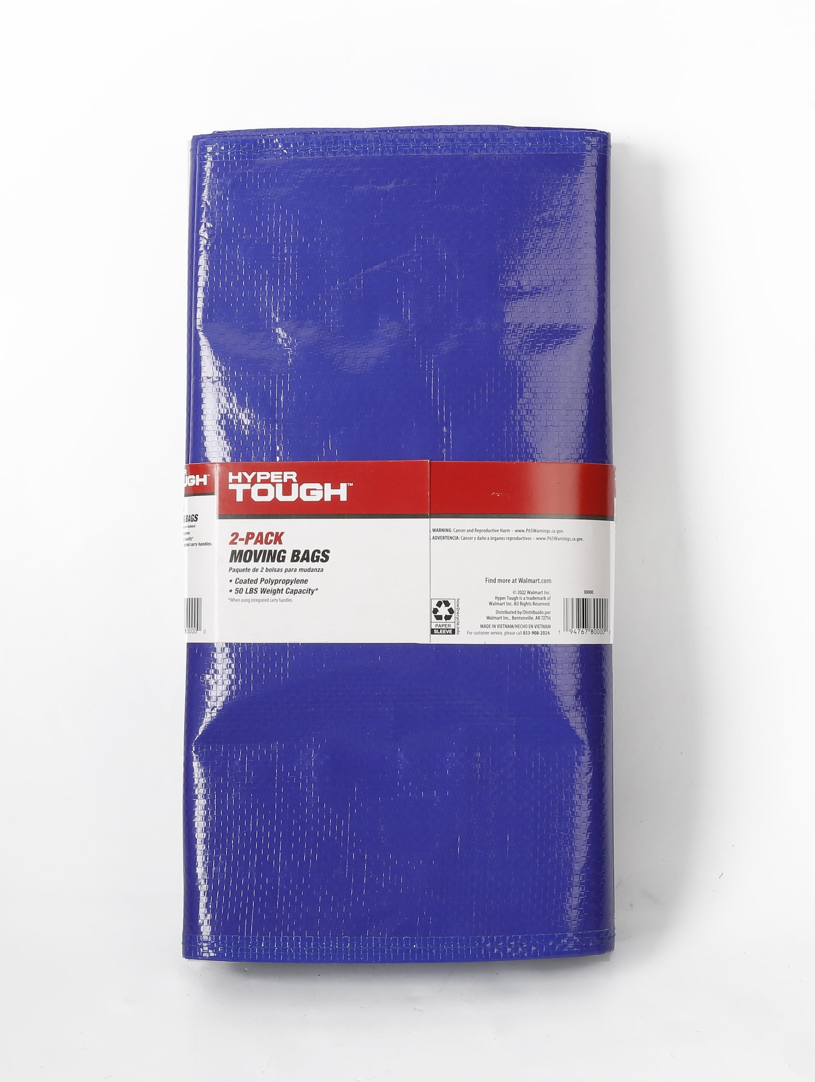 Hyper Tough Heavy Duty Moving and Packing Bags with Backpack Straps (Blue, 2-Pack, 29 in x 14 in x 13 in) 1gz9r