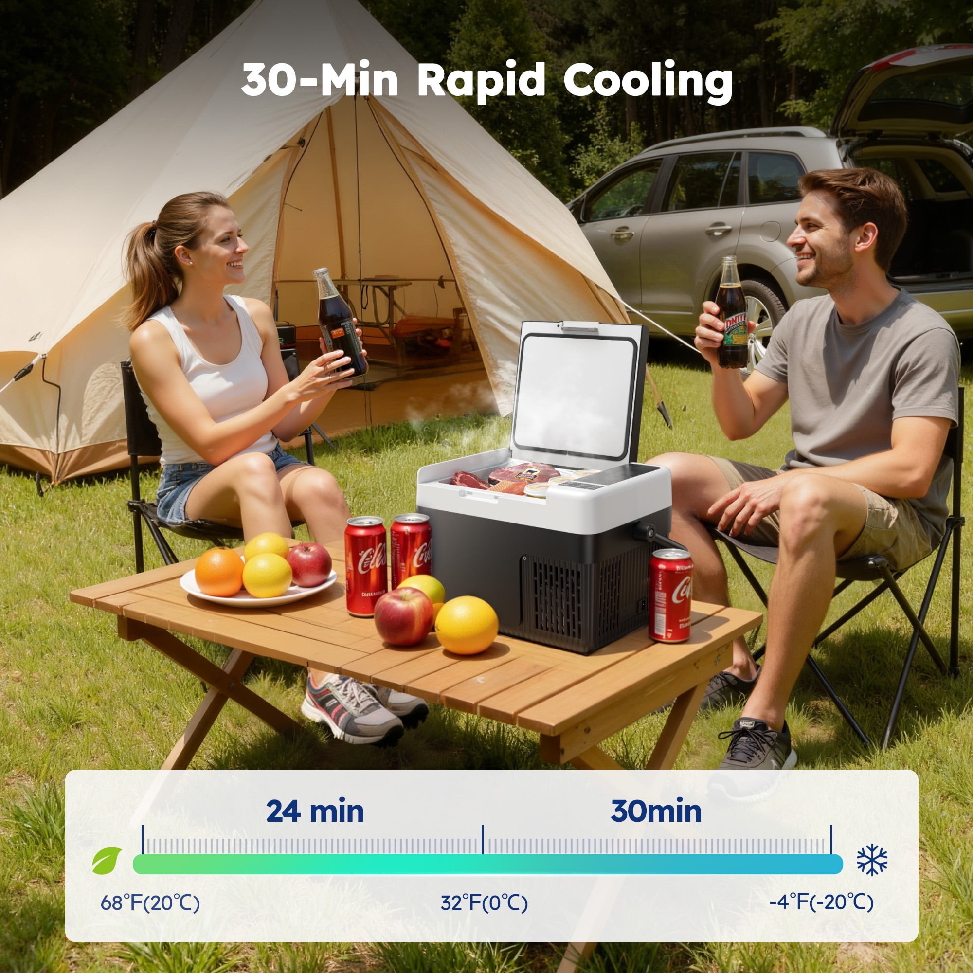 SIMZLIFE 12V Portable Car Refrigerator, Electric Cooler and Freezer for Camping and Travel (Black, 12 qt) 030x1