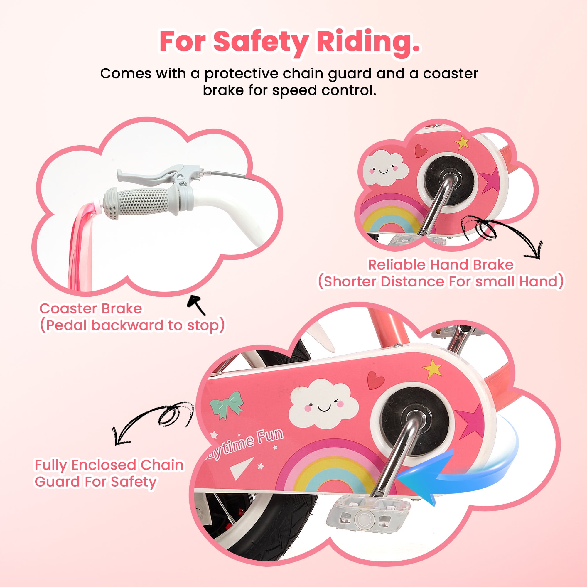 Naipo 12 Inch Kids Bike with Training Wheels, Beginner Bicycle for Toddlers (Pink, 12 in) kmfhb