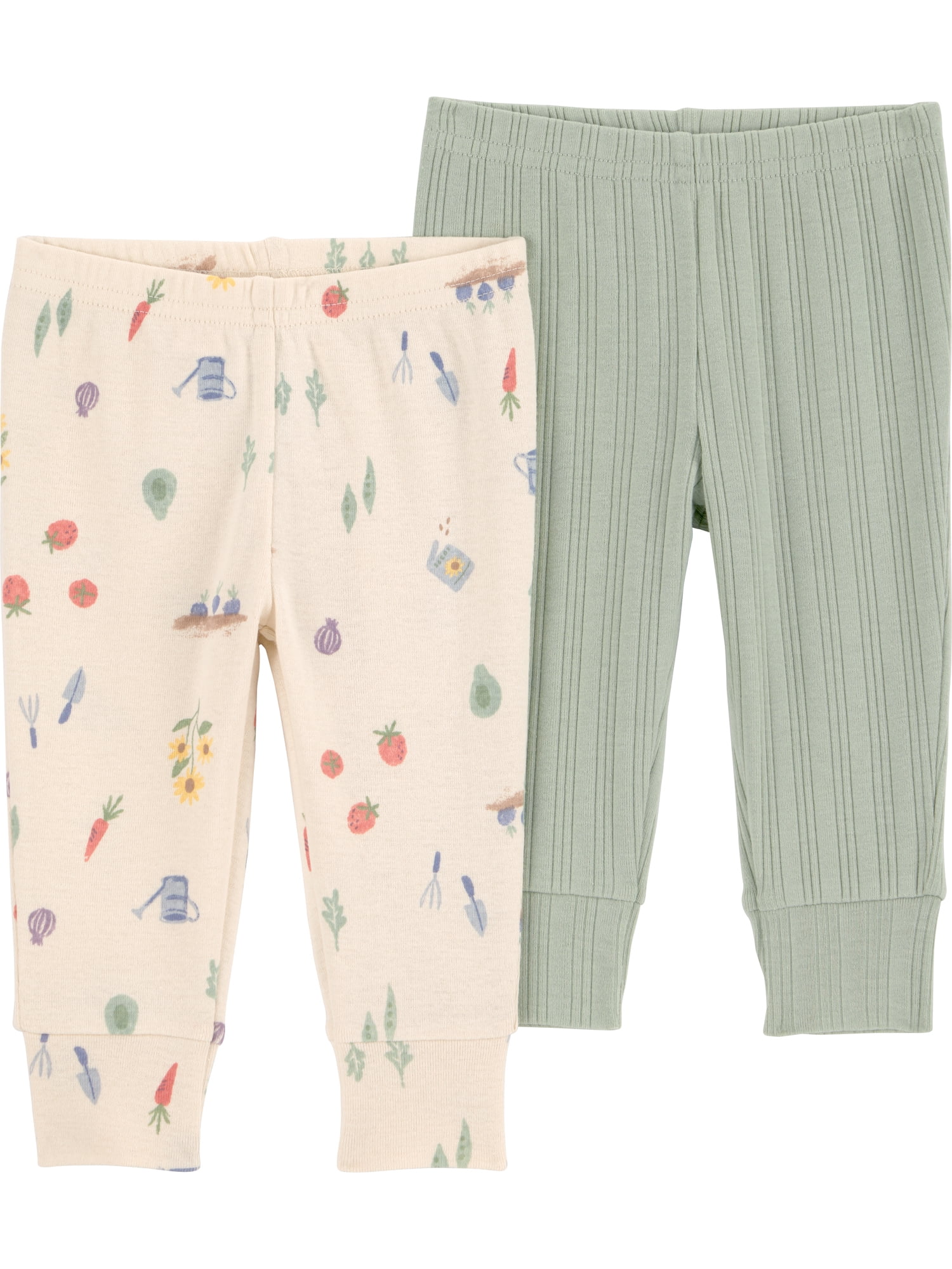 Carter's Child of Mine Baby Pants, Soft Cotton Blend, Pull-On Design (Green, 2-Pack) urkdc