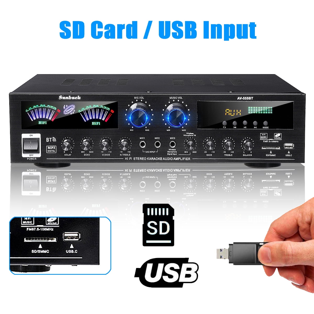 BlitzMax 800W Bluetooth Home Theater Stereo Receiver (Black, 5-Channel) vox5x