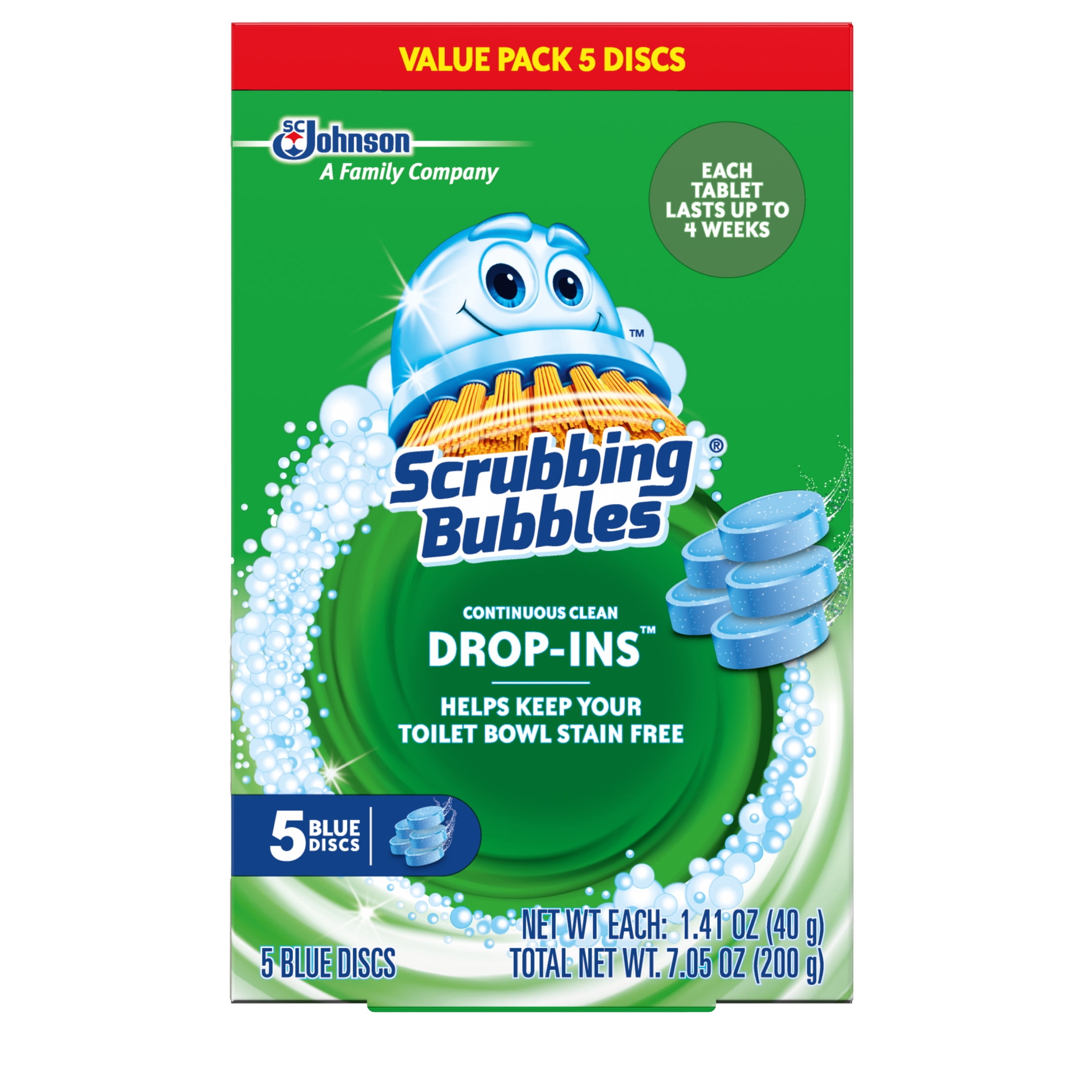 Scrubbing Bubbles Continuous Clean Toilet Bowl Cleaner Tablets (Blue, 6 Pack, 7.05 oz) bcel0