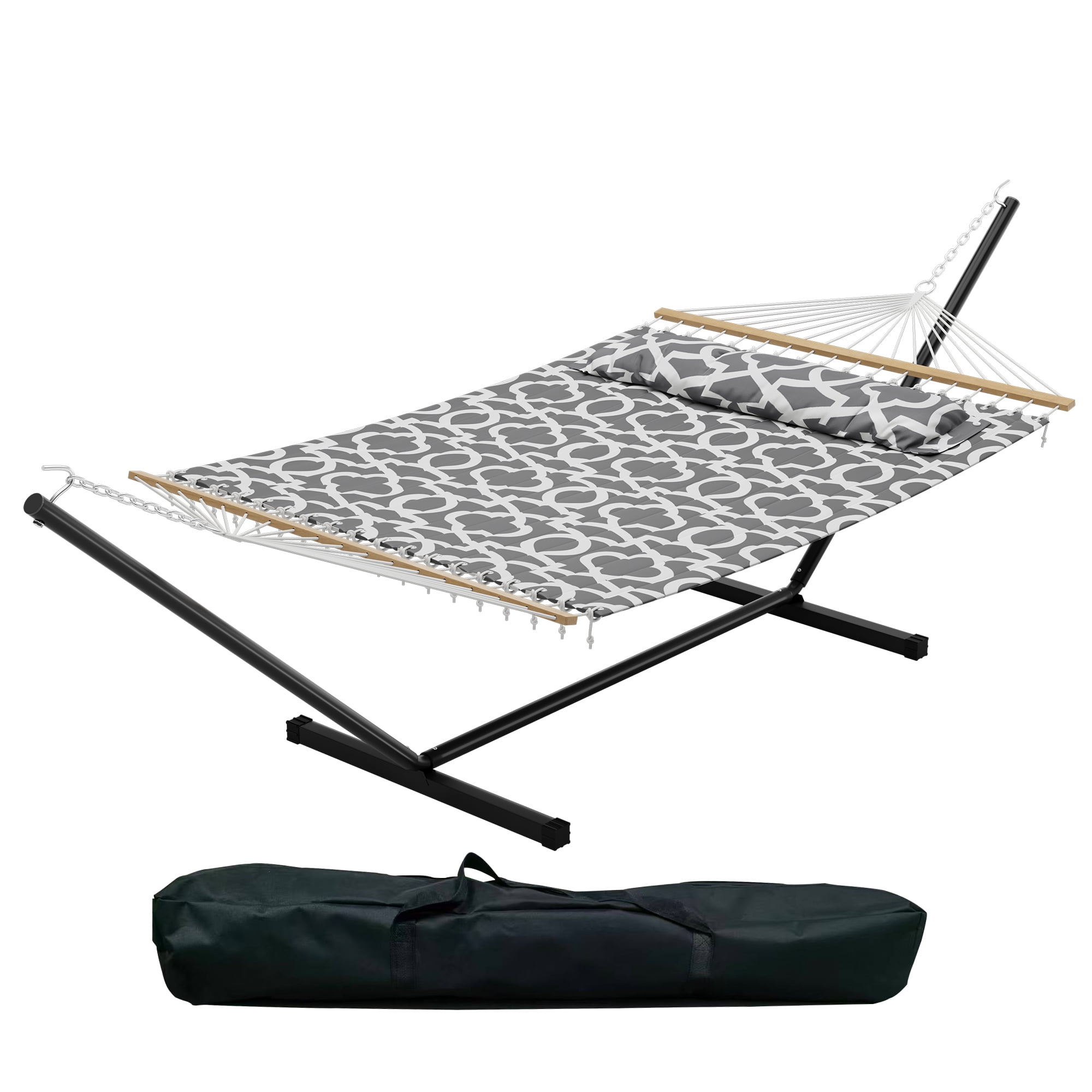 mteryoing Double Hammock with Stand (Grey, 475 lb Capacity) 80q9i