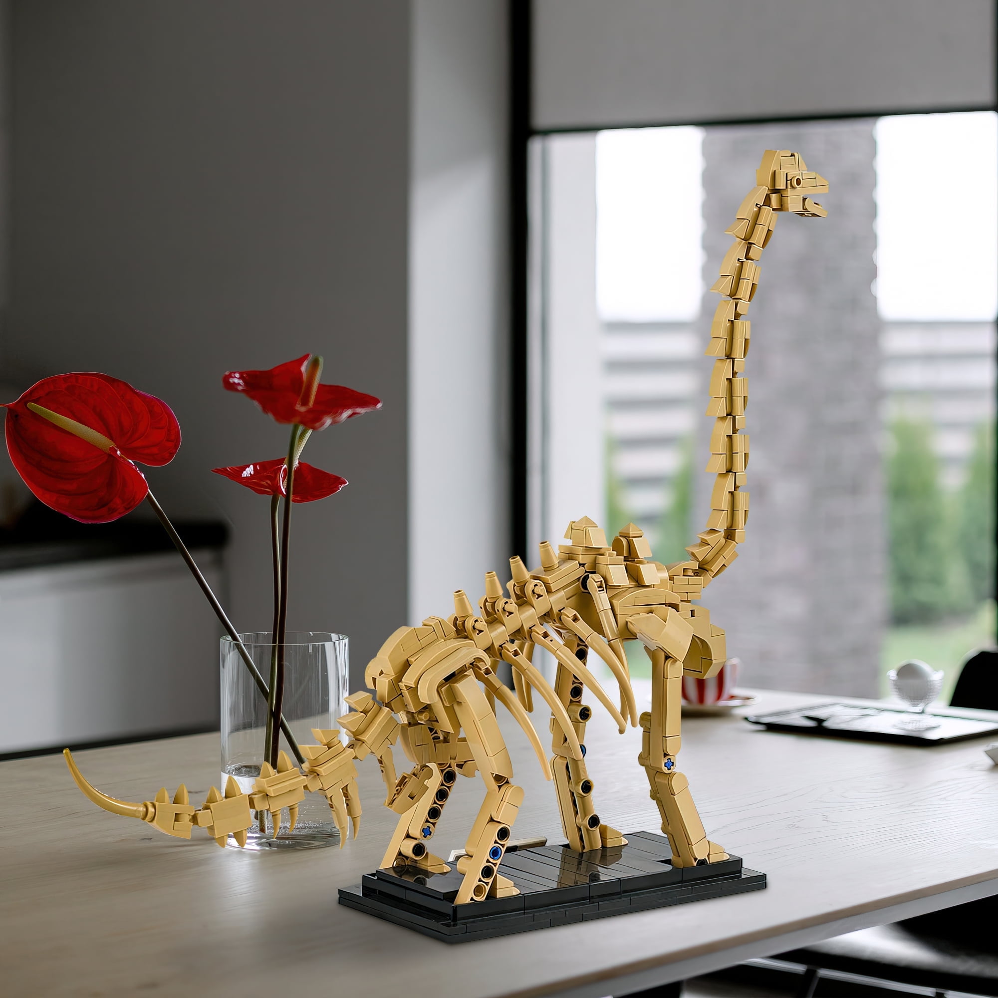 MACTANO Diplodocus Dinosaur Fossil Building Block Set (Beige, 501 Pieces) h1t4r