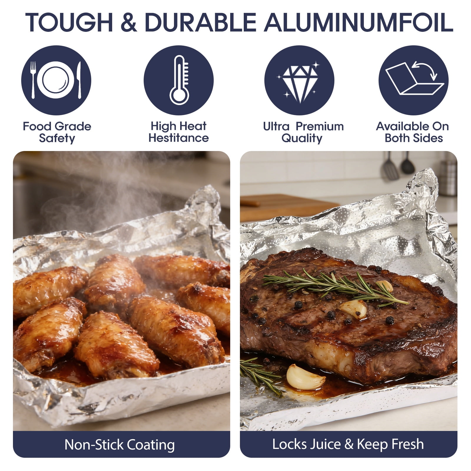 LONGOMA Aluminum Foil Sheets, Pre-Cut Pop-Up Food Wrap for Baking and Grilling (Silver, 200 Count, 12 in x 10.75 in) 7zir6