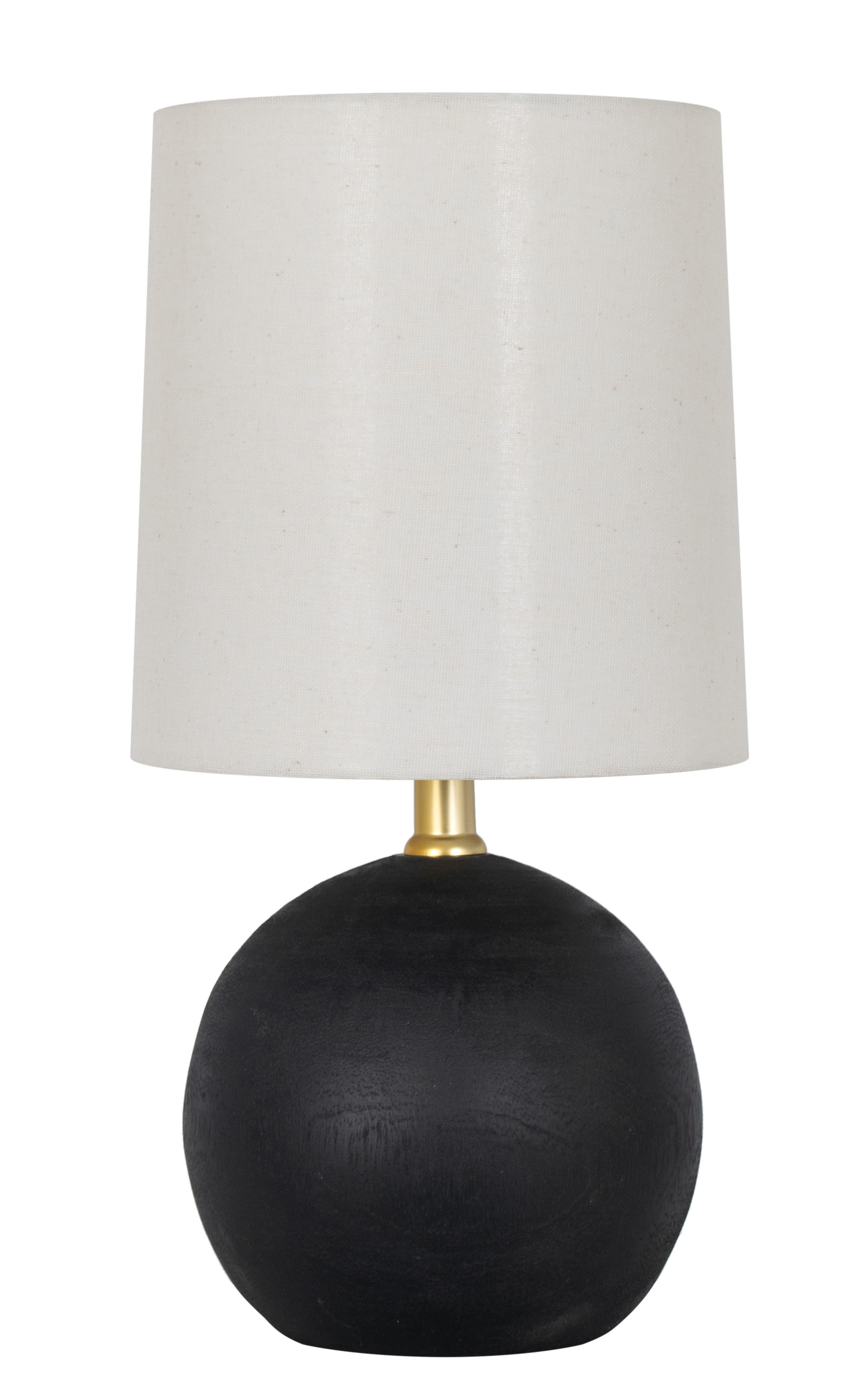 Mainstays Mini Wood Ball Table Lamp with Fabric Shade (Black, 12.5 in) quxco