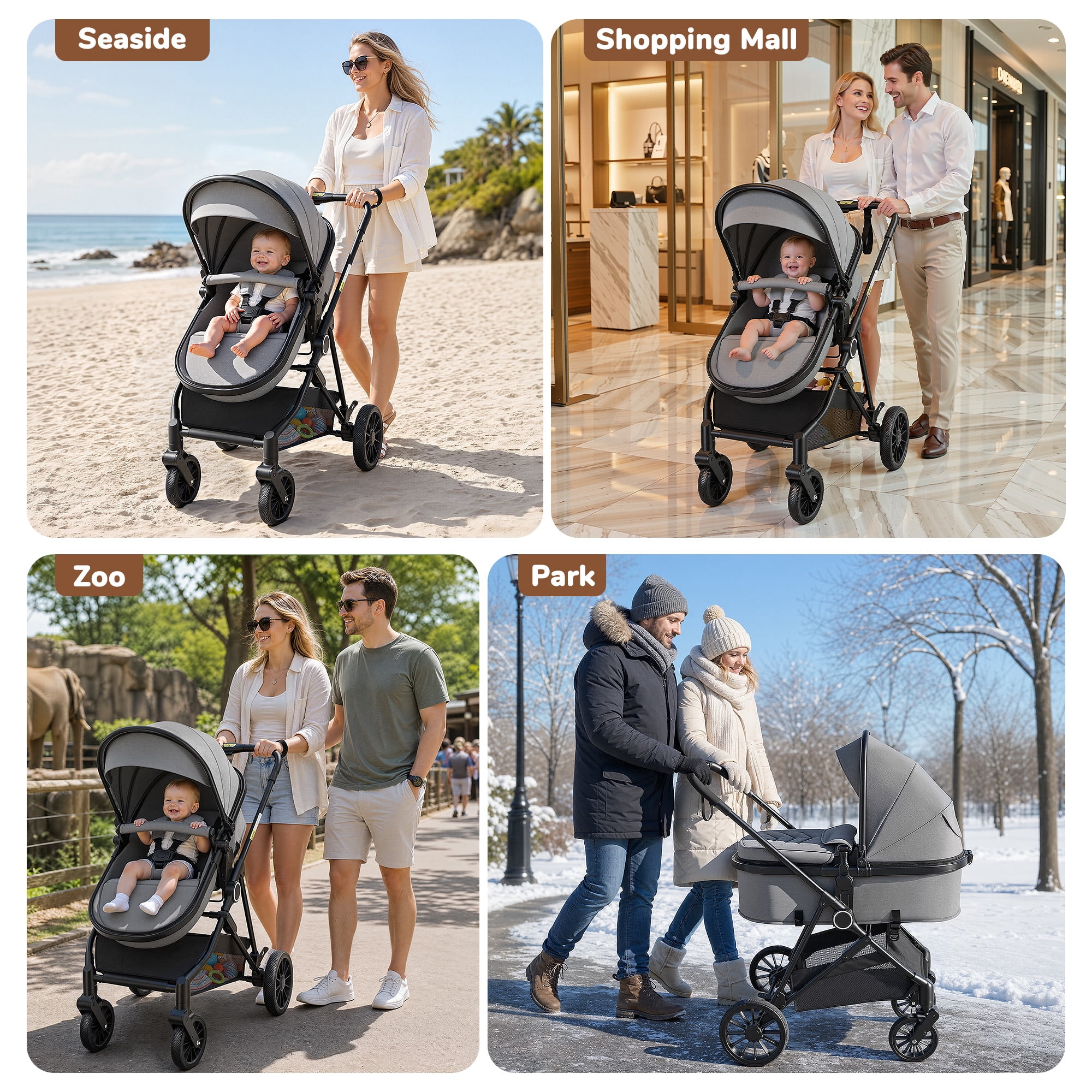 Vomeast Foldable Lightweight Travel Stroller with Reversible Seat and 5-Point Harness (Grey, 33 lb Capacity) 1lvg6