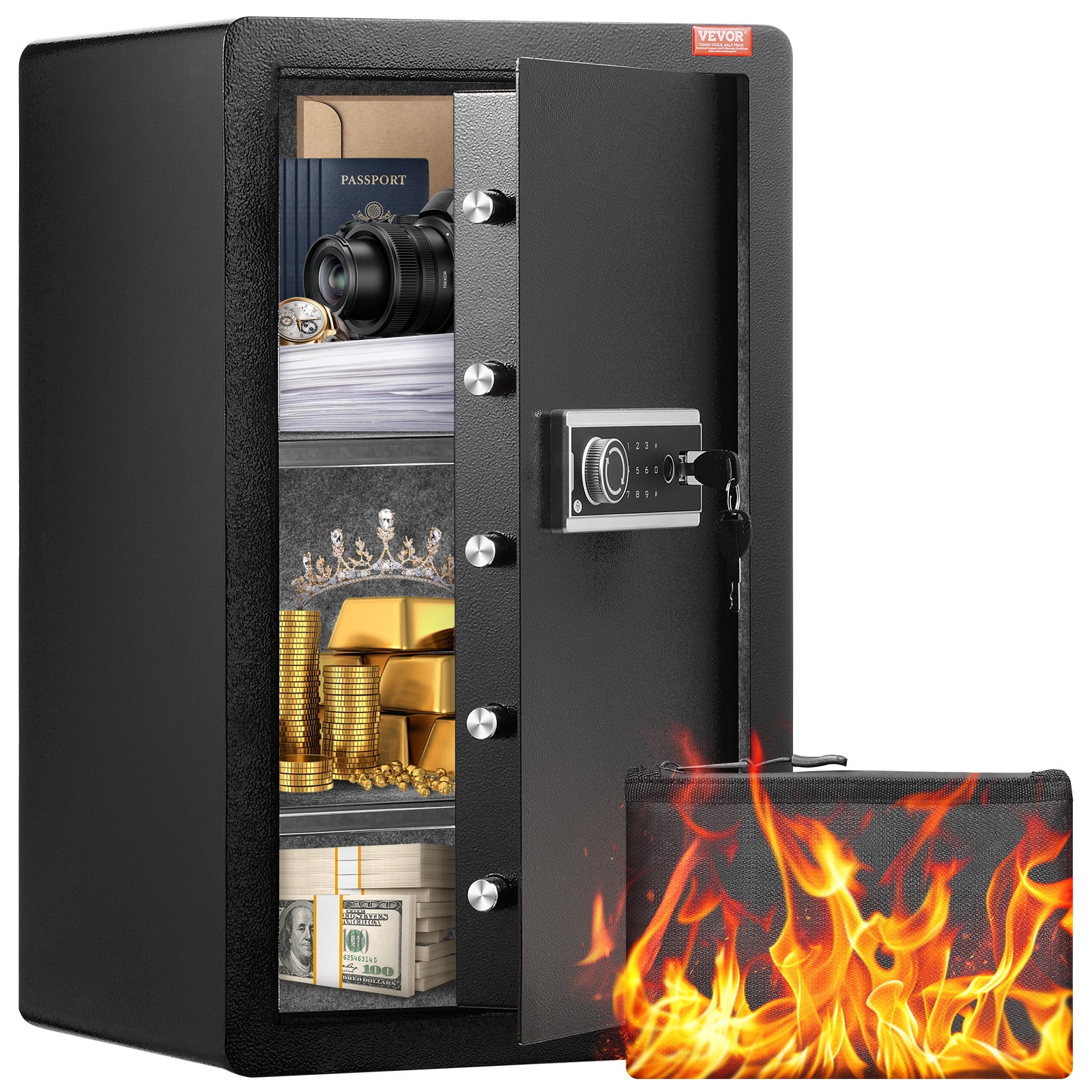 VEVOR Security Safe Box with Fingerprint Lock and Digital Keypad (4.0 cu.ft, Black) 40kwi
