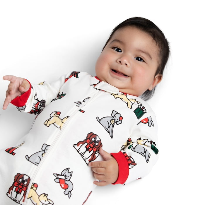 Monica + Andy Baby Christmas Organic Cotton Pajamas and Bib Set (Holiday Print, 0M-24M) wto1w