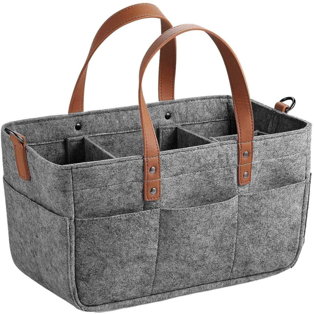 Aorijia Craft Organizer Tote Bag with Multiple Pockets and Removable Inserts (Gray, 13 in x 7 in x 6 in) g6iyu