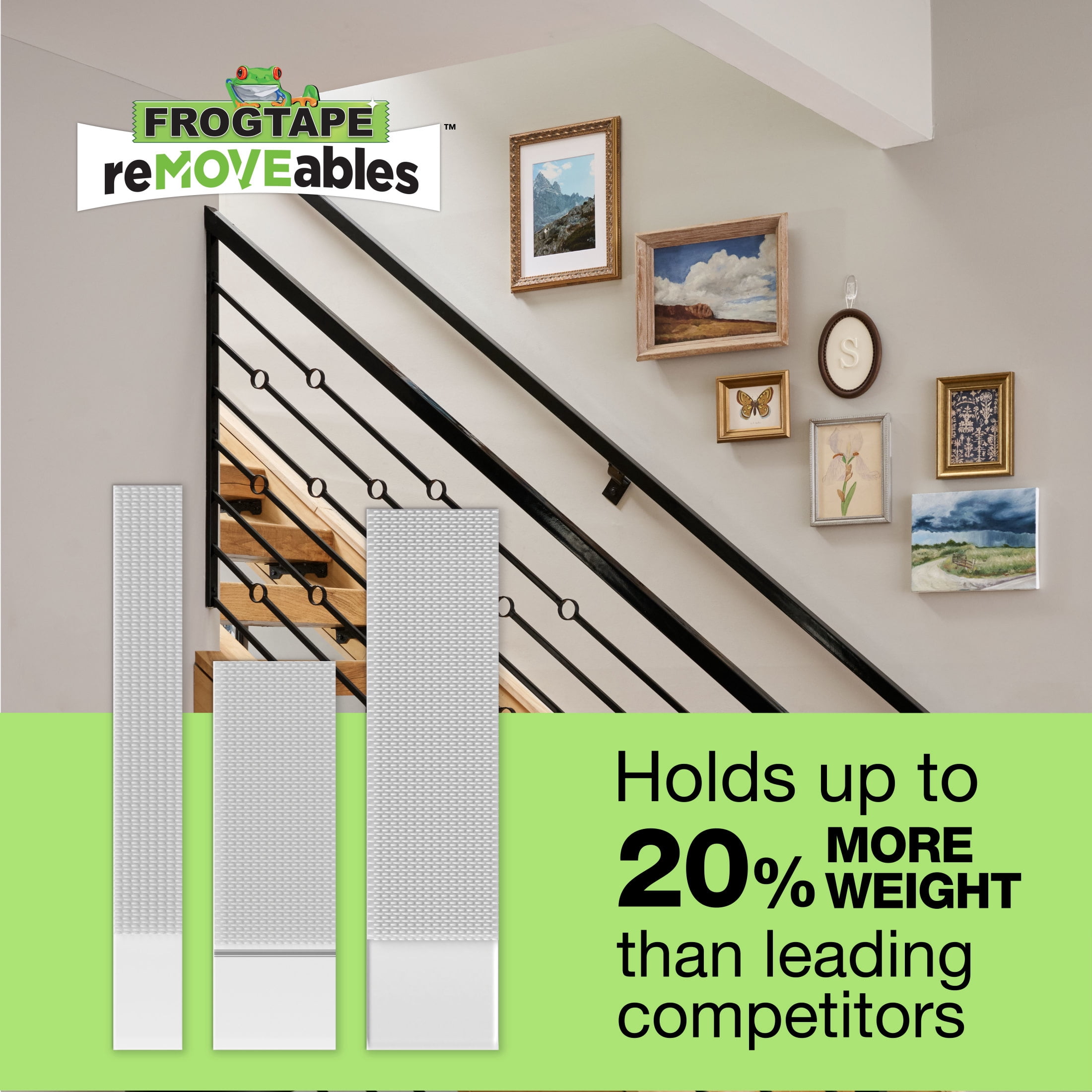 FrogTape reMOVEables Large Picture Hanging Strips (White, 12 Pairs) l6is2