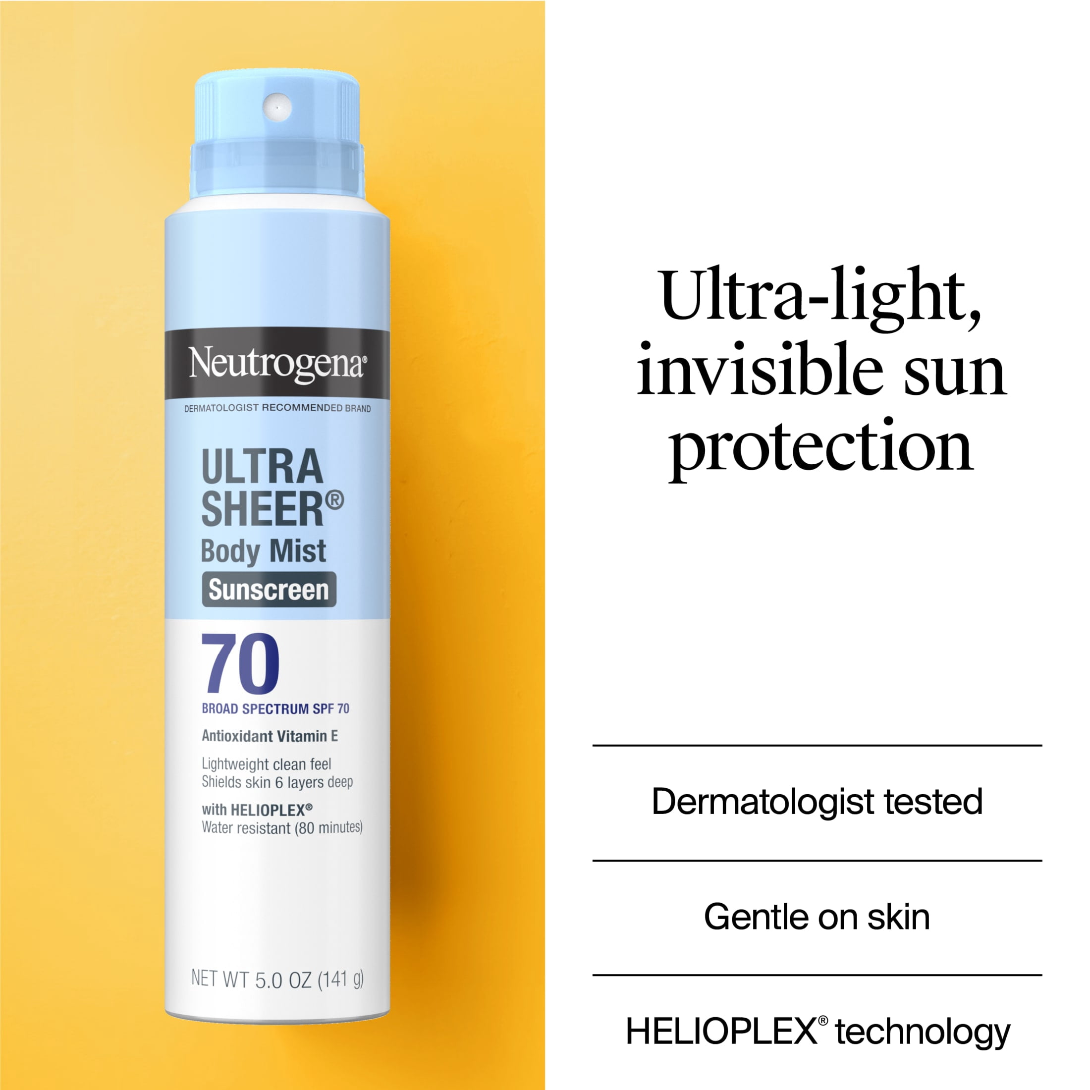 Neutrogena Ultra Sheer Dry-Touch Sunscreen Spray SPF 70 (Clear, 2 Pack, 10 oz Total) qdogc