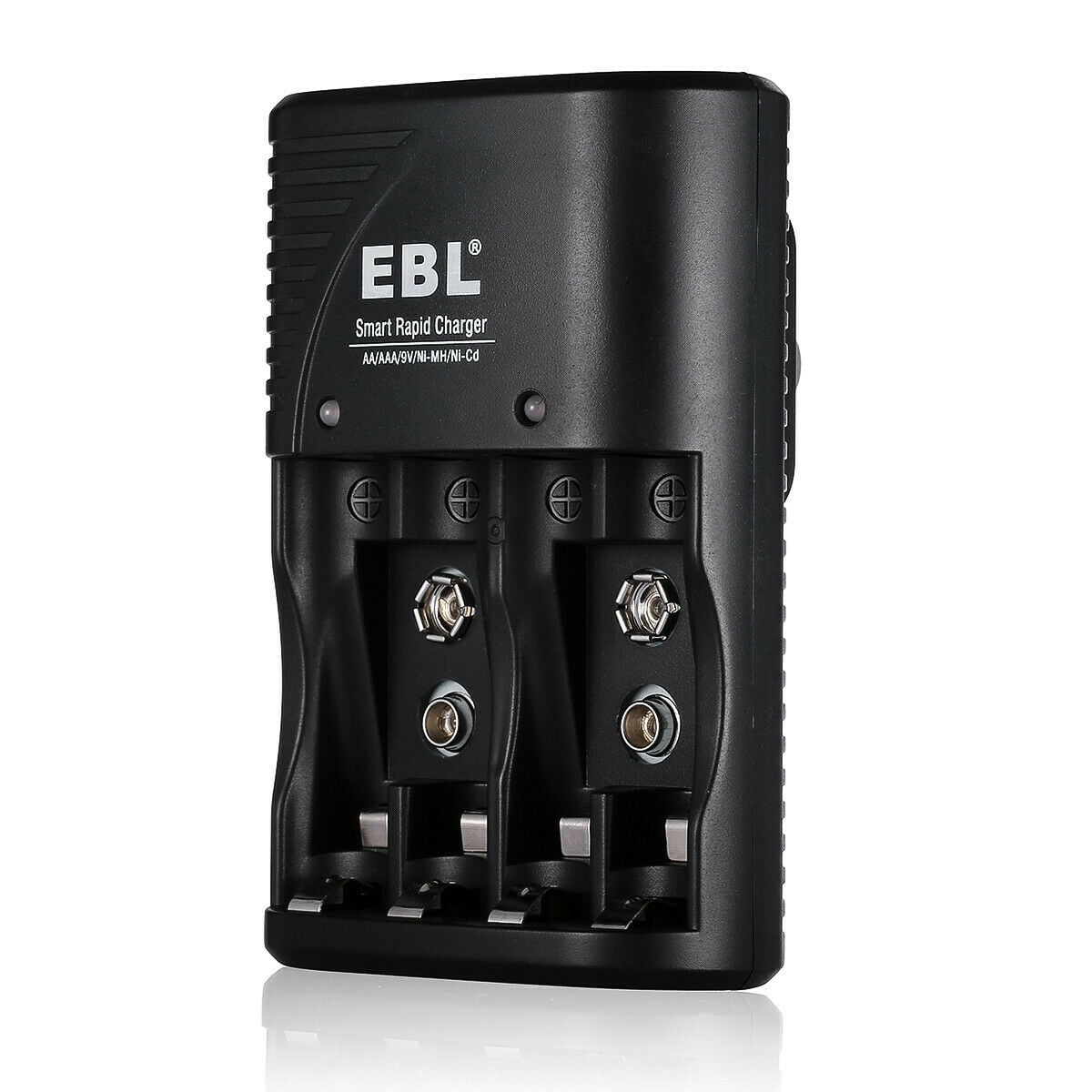 EBL Smart Battery Charger for AA AAA 9V NiMH NiCD Rechargeable Batteries (Black, 4-Slot) bvngx