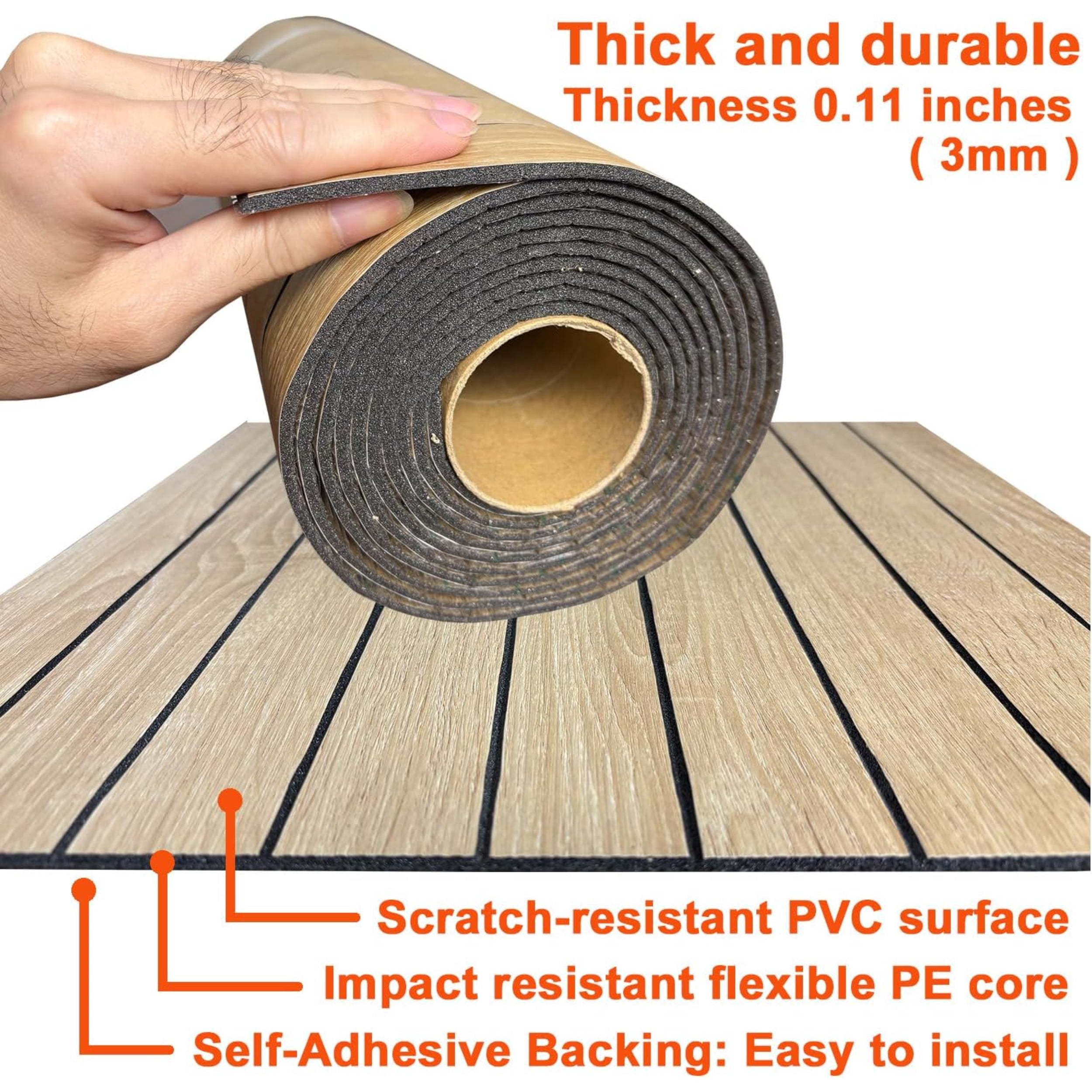 Generic Peel and Stick PVC Slat Wall Panel, Self-Adhesive Faux Oak Wood Grain 3D Decorative Wall Covering (Brown, 118 in x 15.75 in) wp6ev